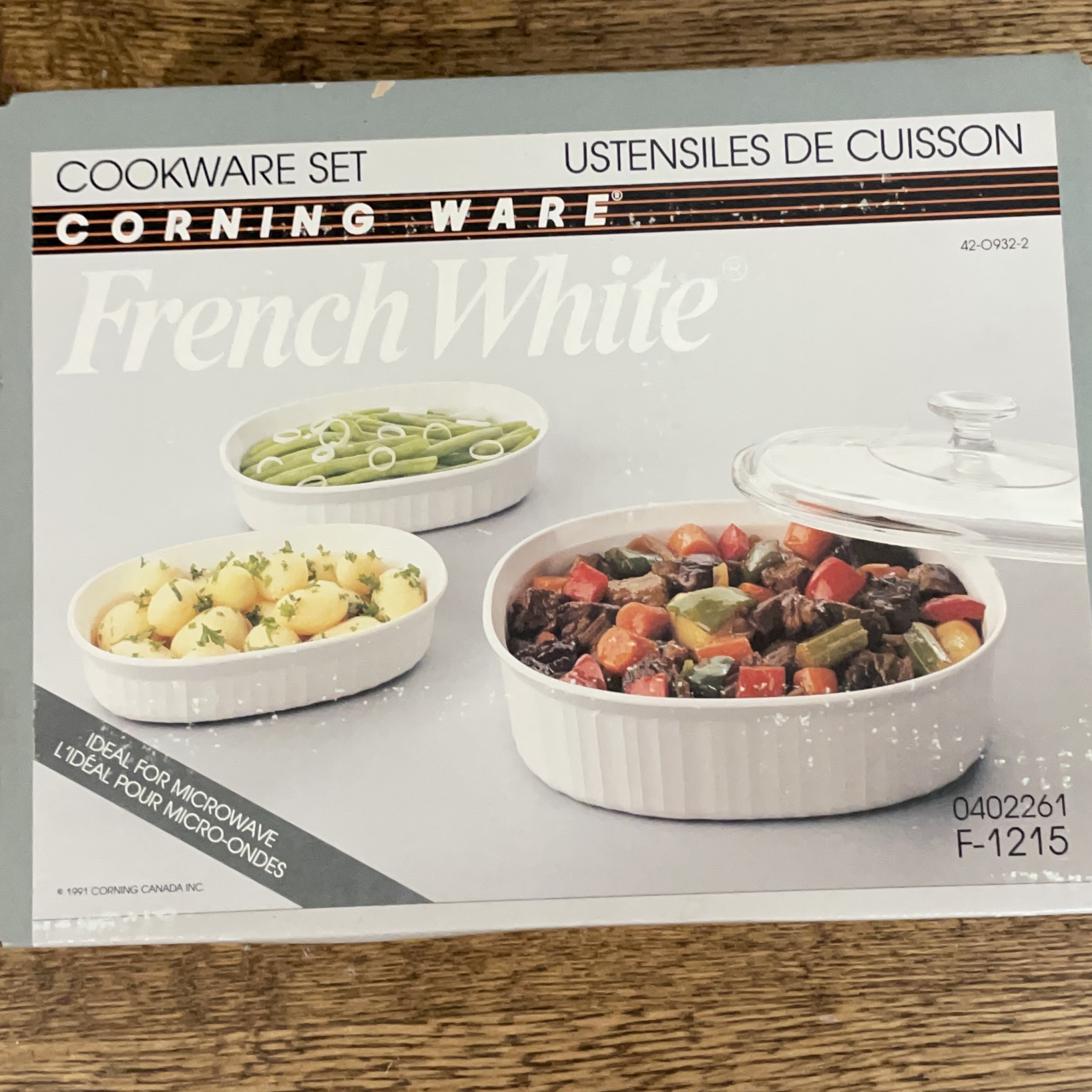 3 Piece Vintage Corning Ware French White Set
