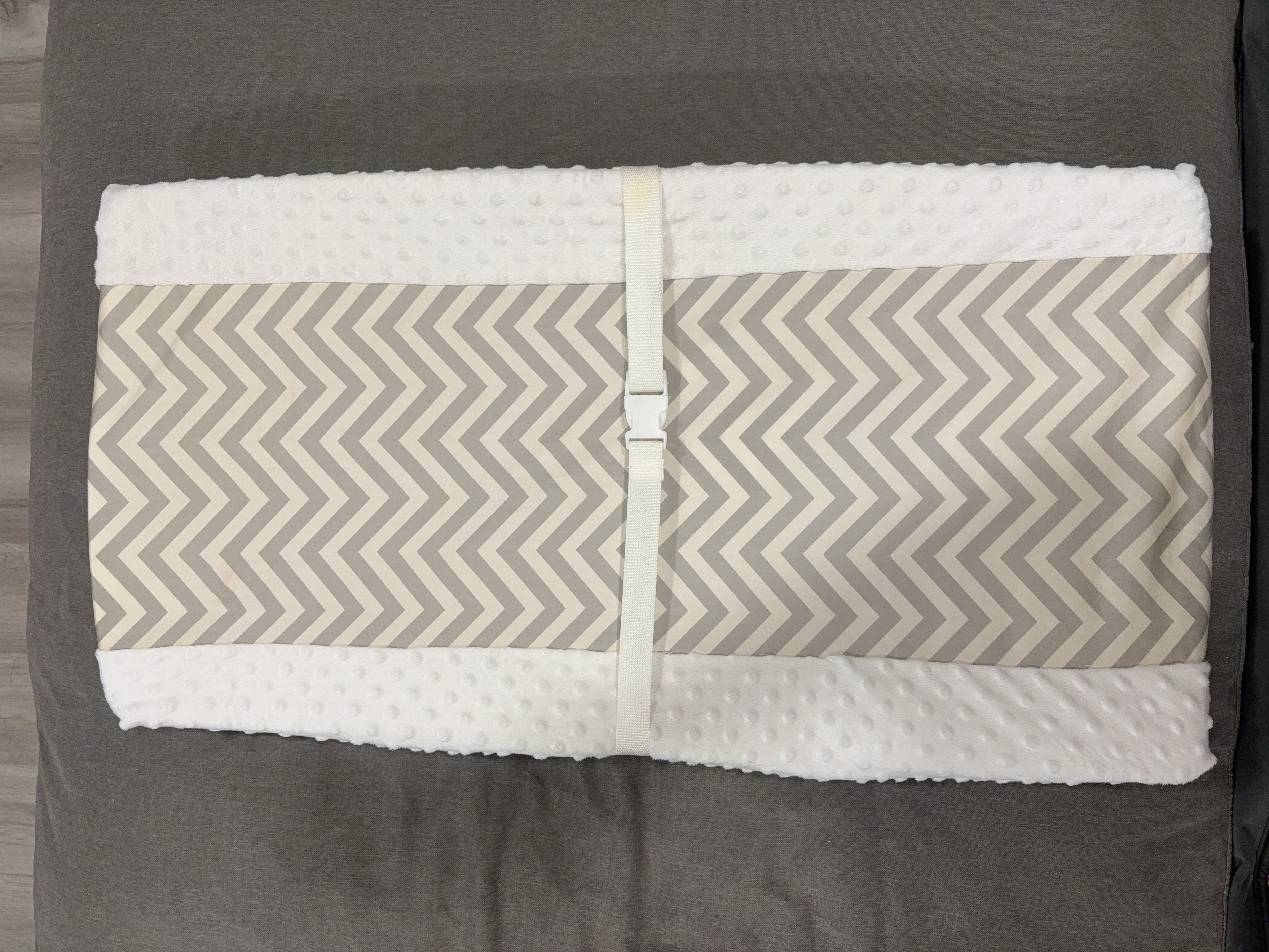 Baby Changing Pad Cover Chevron Grey White thumbnail