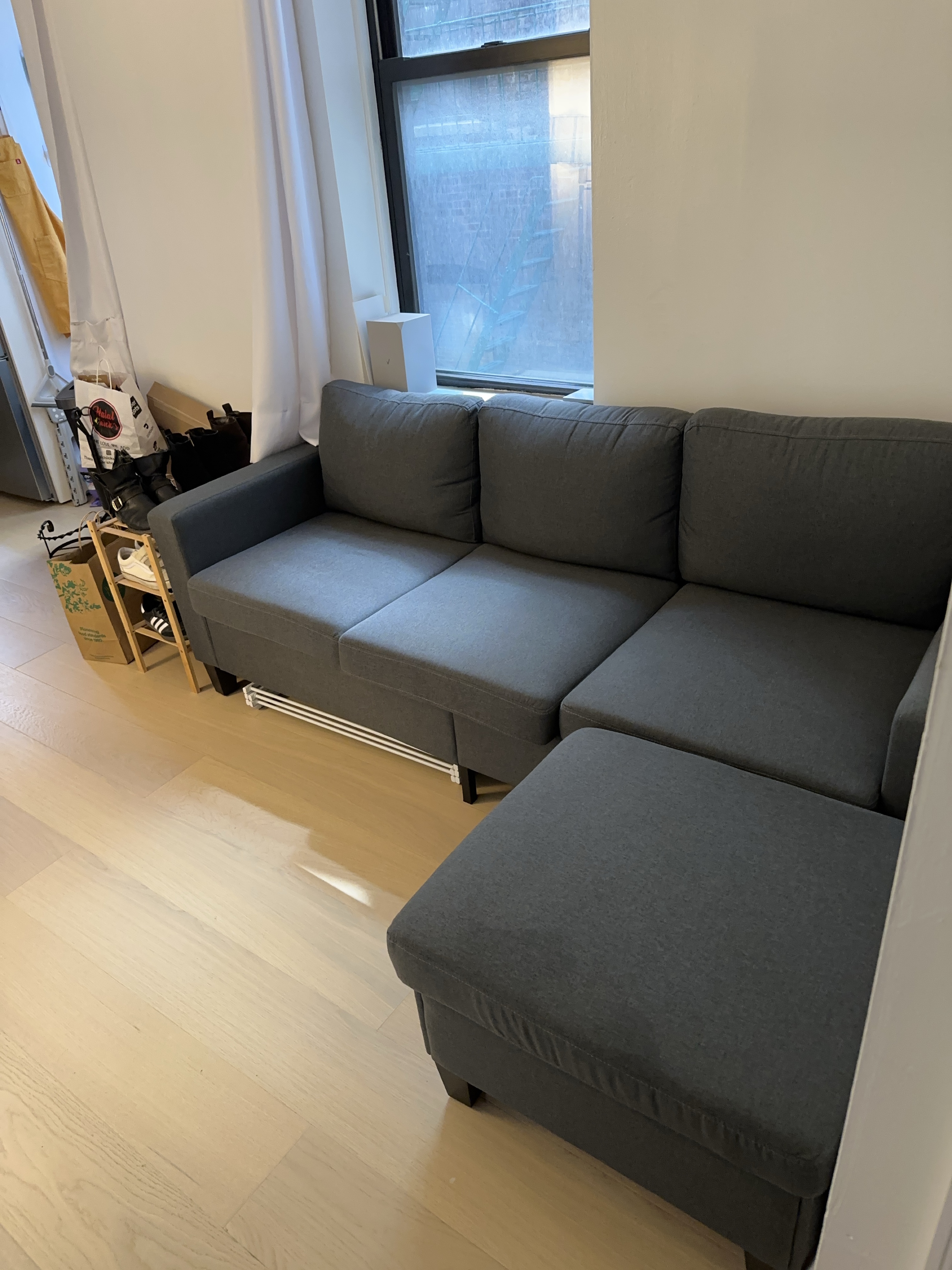 Grey Sectional Sofa with Storage Ottoman - photo 4