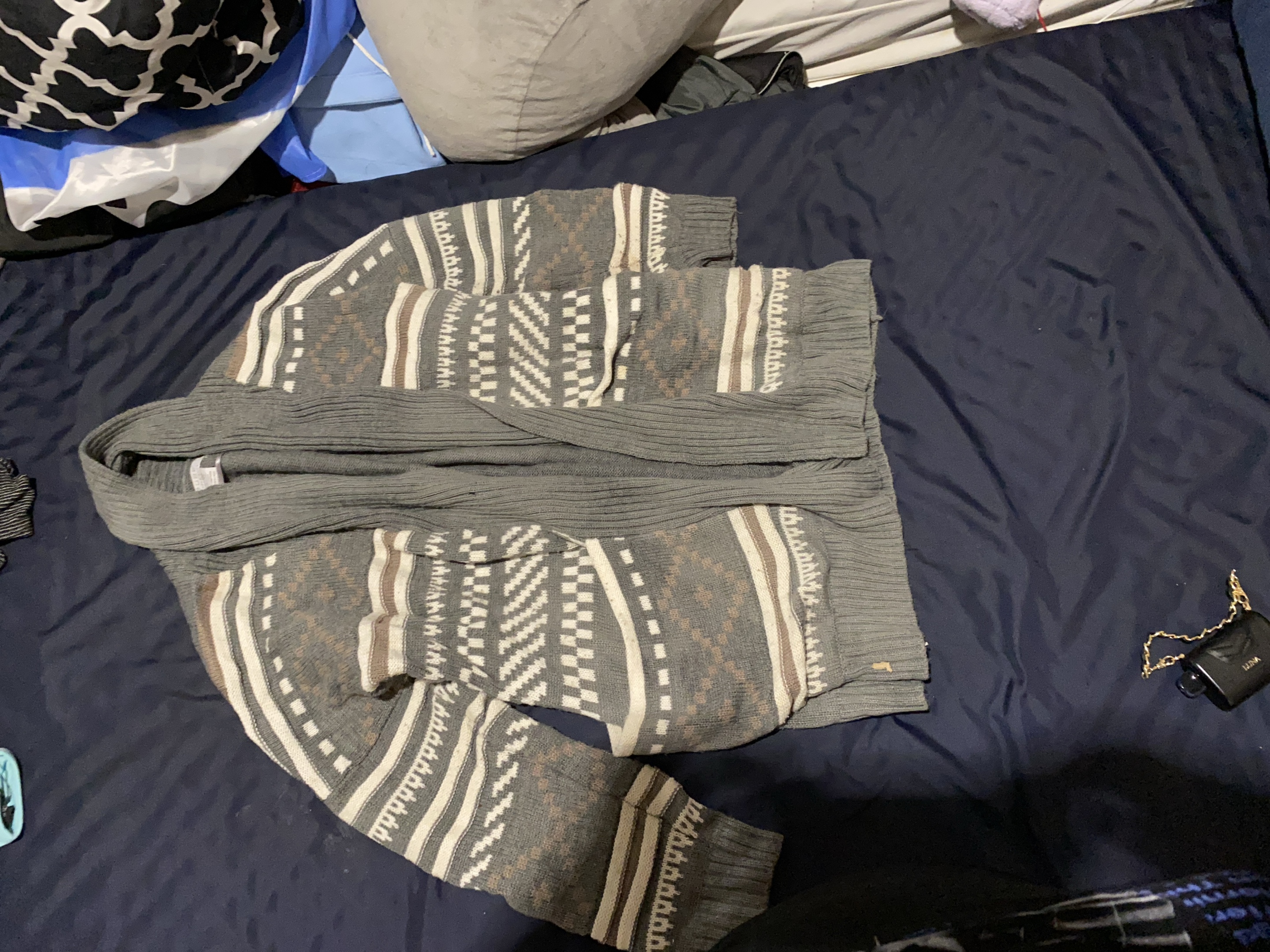 Grey patterned cardigan thumbnail