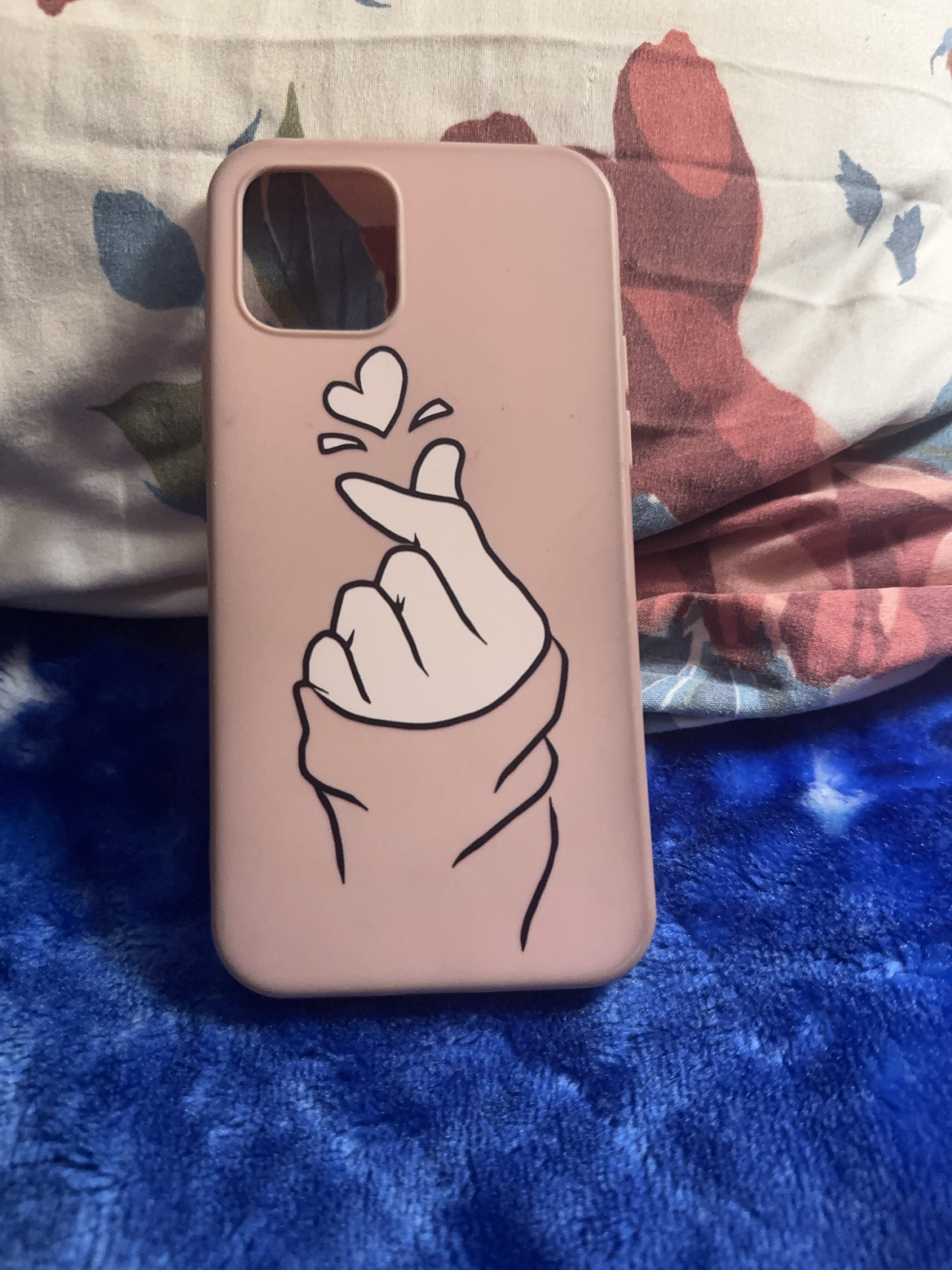 iPhone Case - Pink with Hand Heart Design iPhone 12