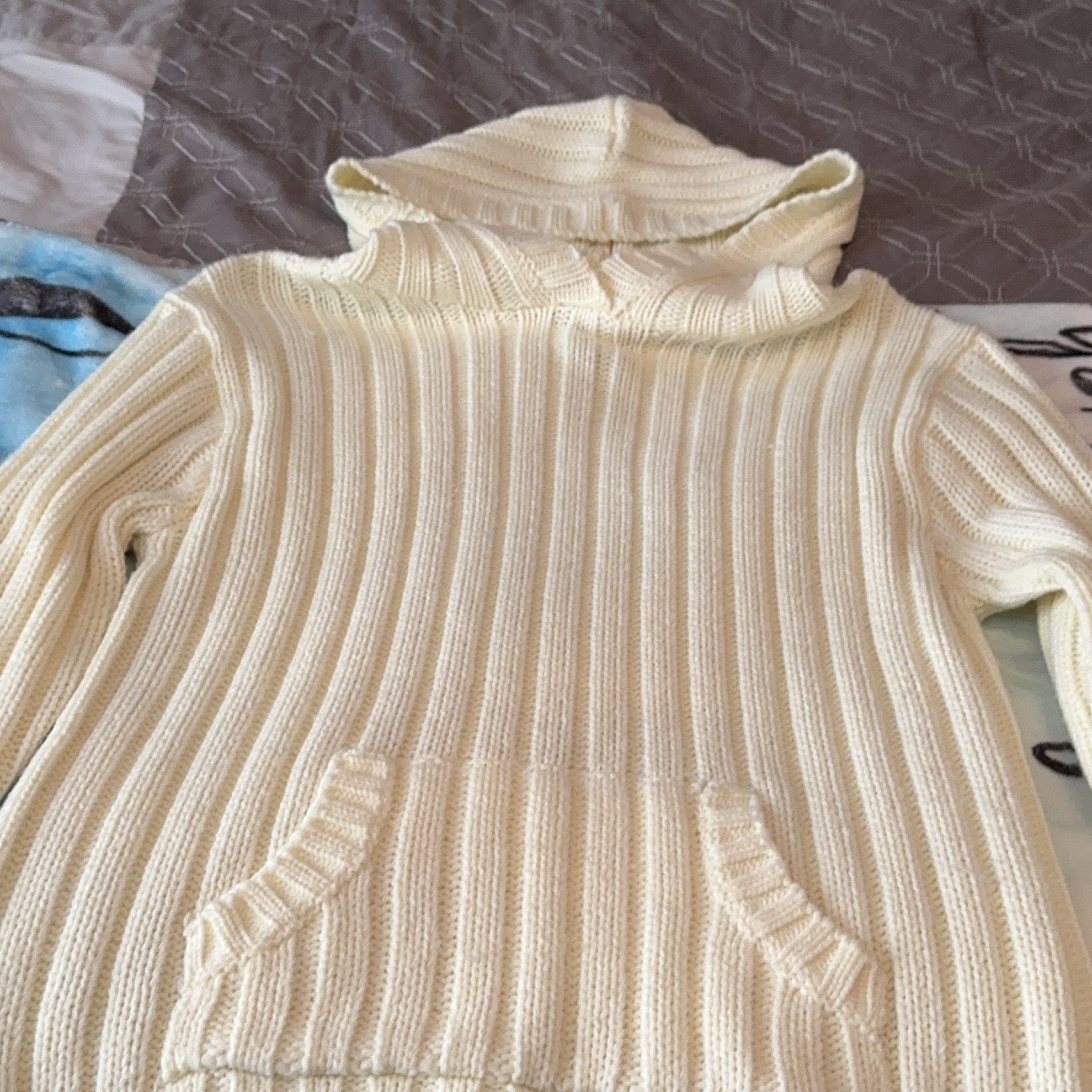 Fairweather Cream Hooded Knit Sweater - Size Large thumbnail