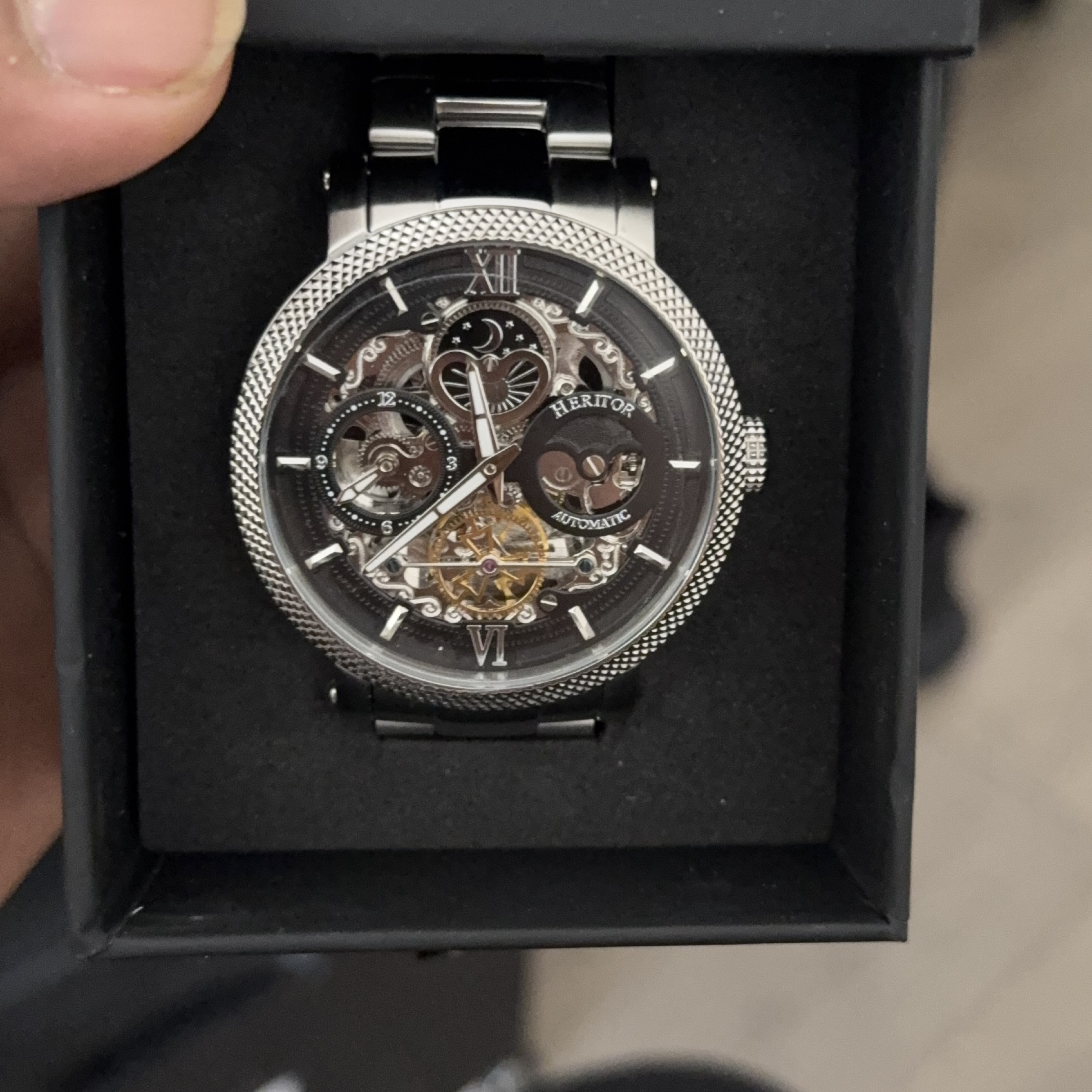 Heritor Automatic Skeleton Dial Watch