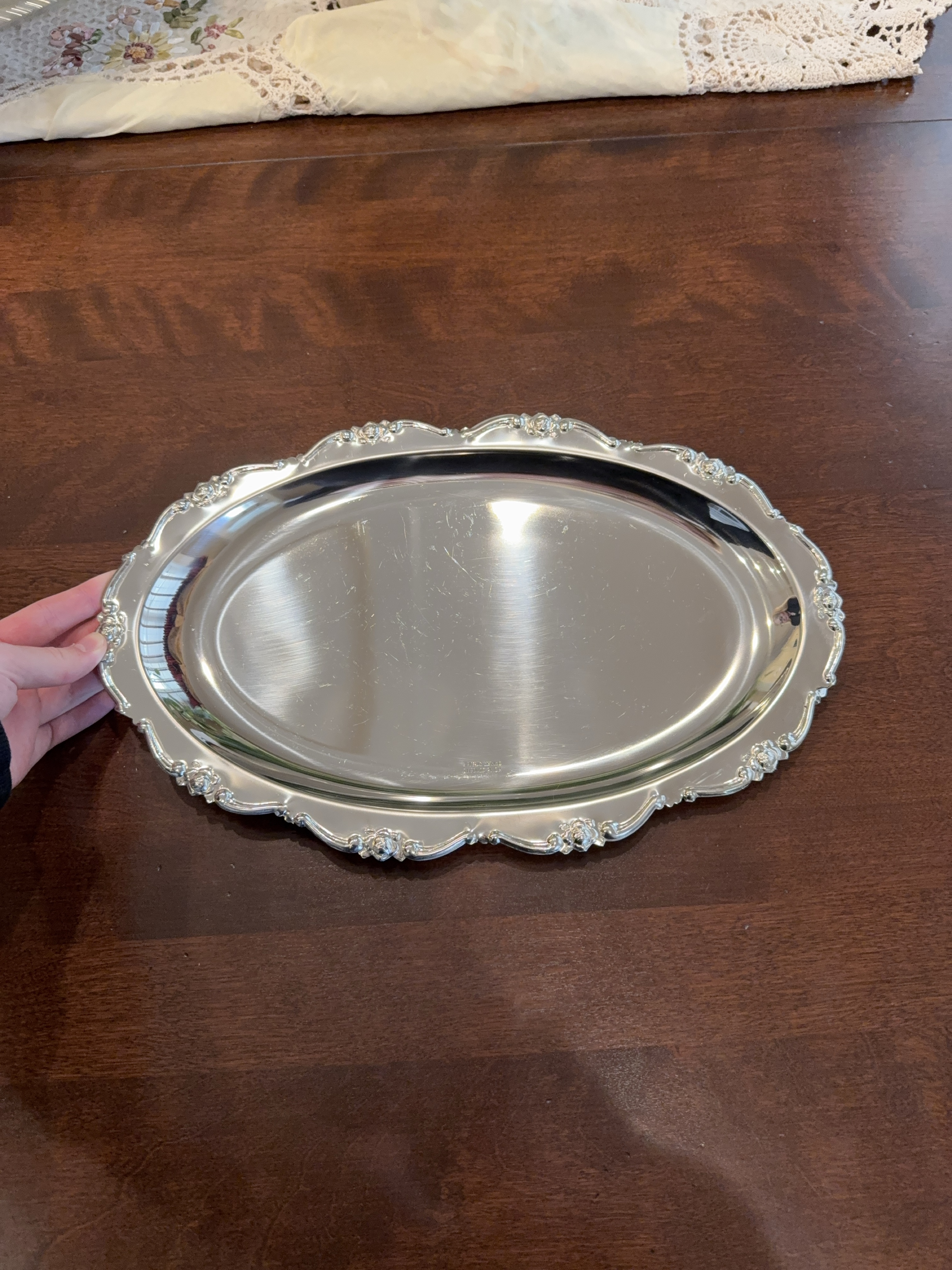 Silver-Plated Oval Serving Tray thumbnail