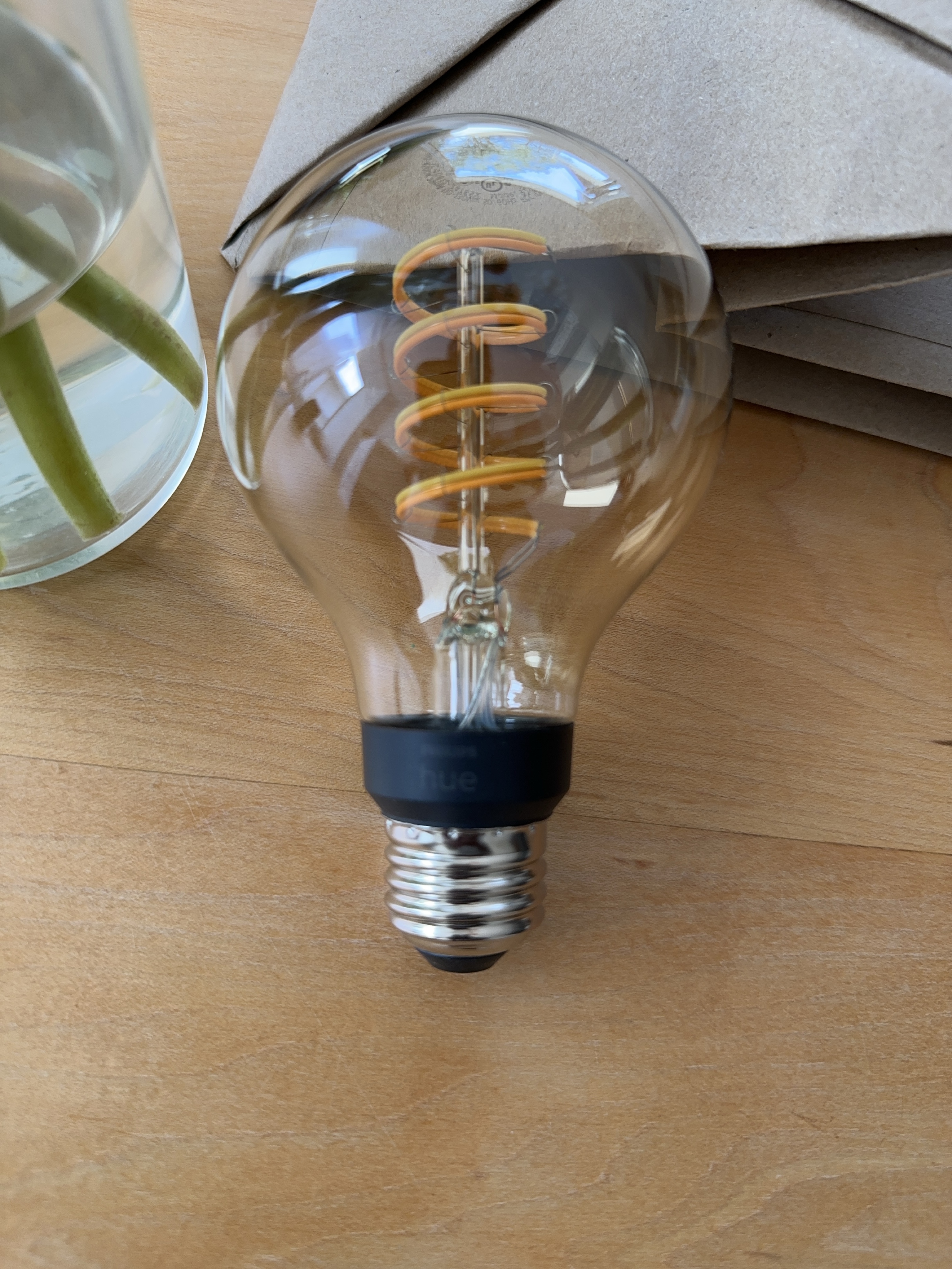 Three Philips Hue Filament Smart LED Bulbs
