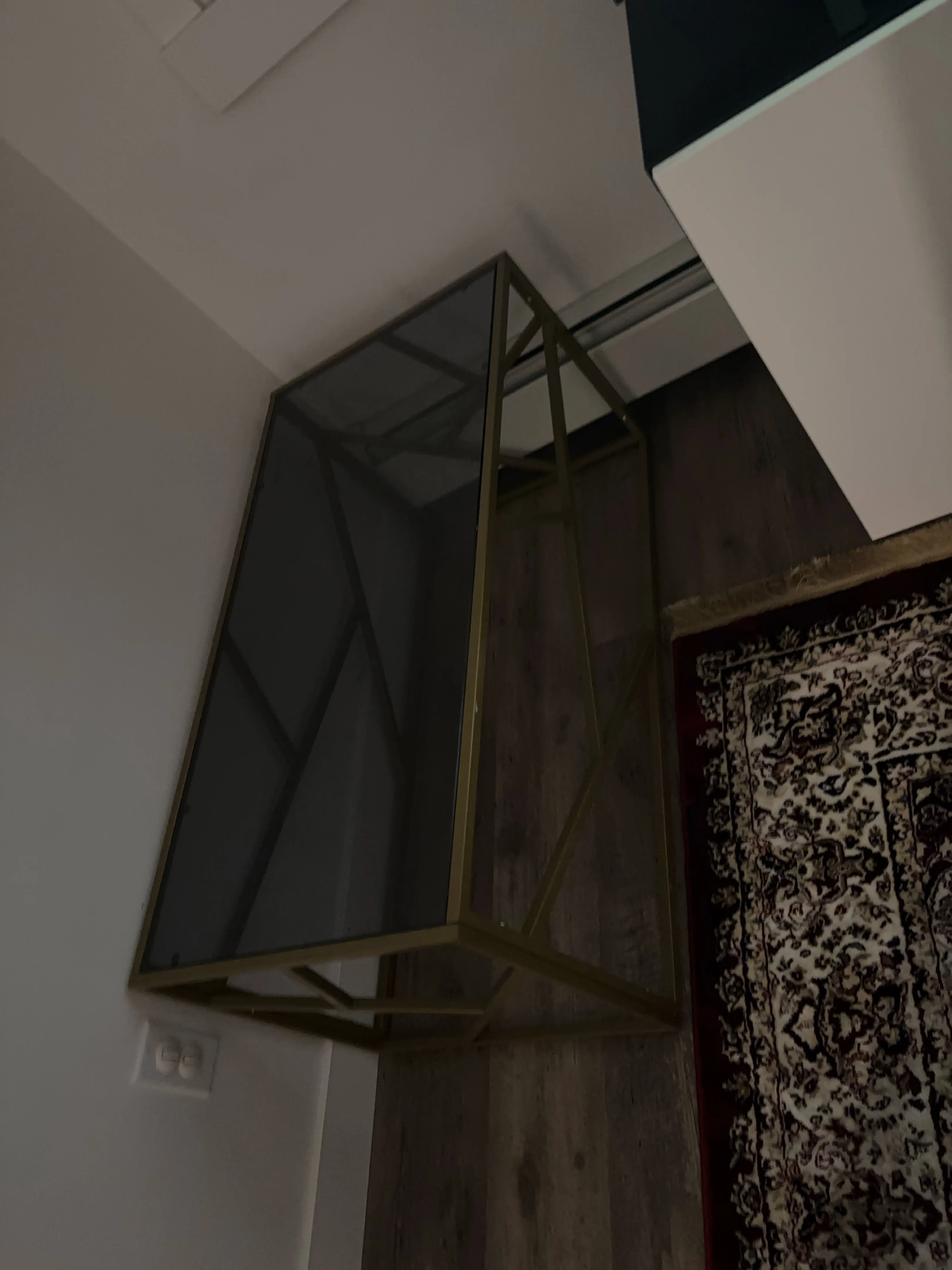 Geometric Gold Metal and Glass Coffee Table