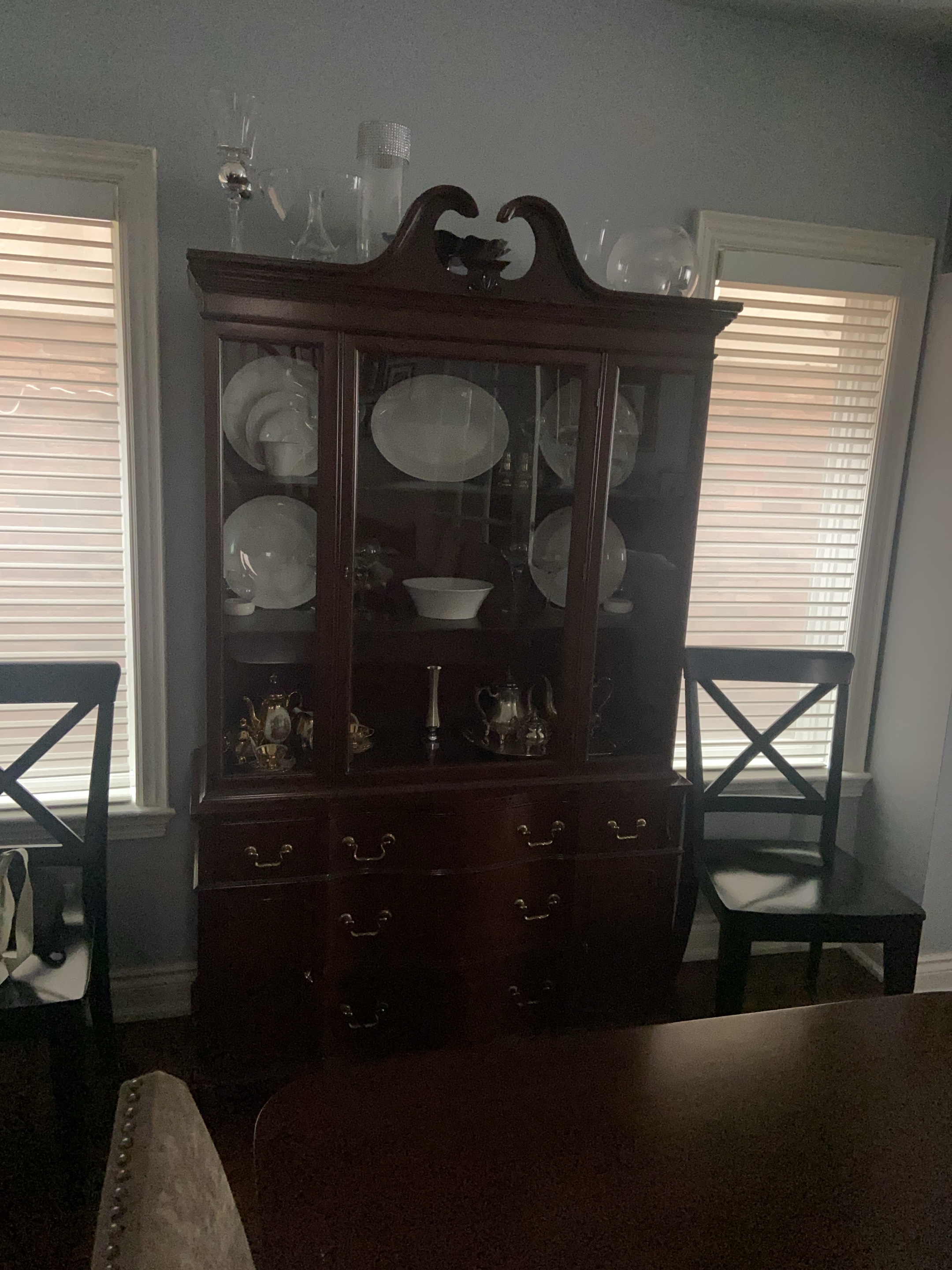 Antique Dark Wood China Cabinet thumbnail