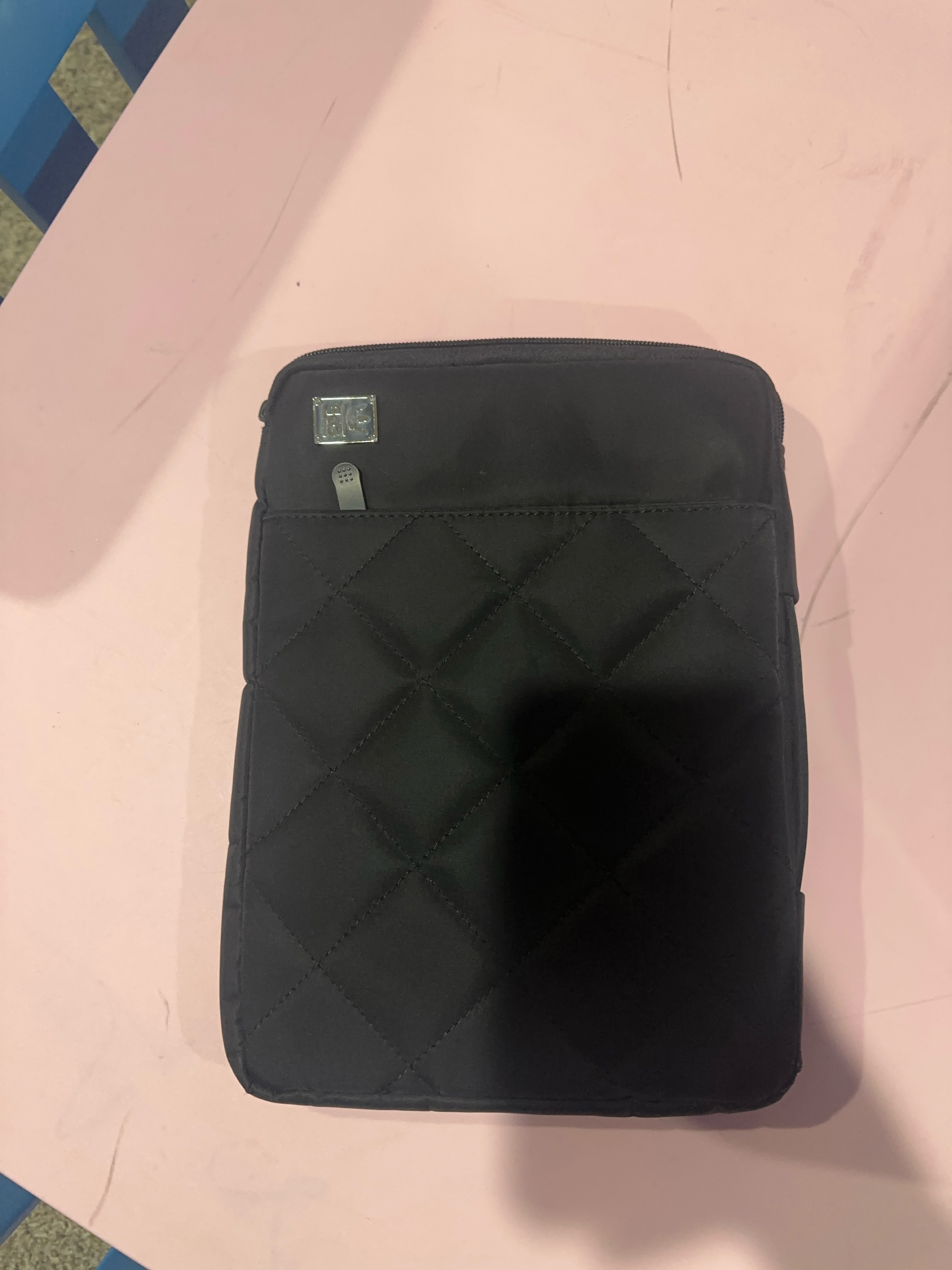 Black quilted tablet sleeve thumbnail