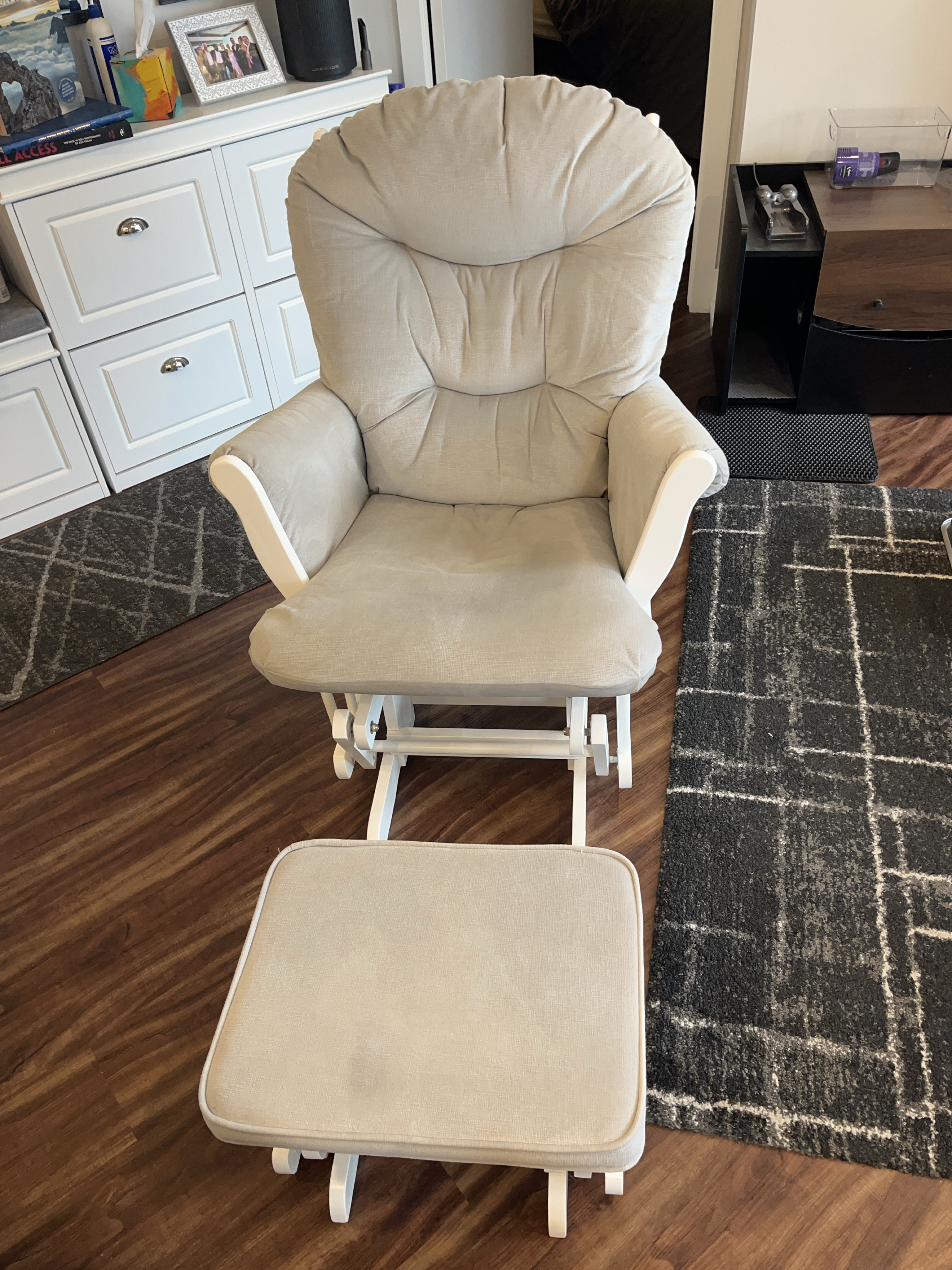 Glider Rocker w/ safety lever & Ottoman thumbnail