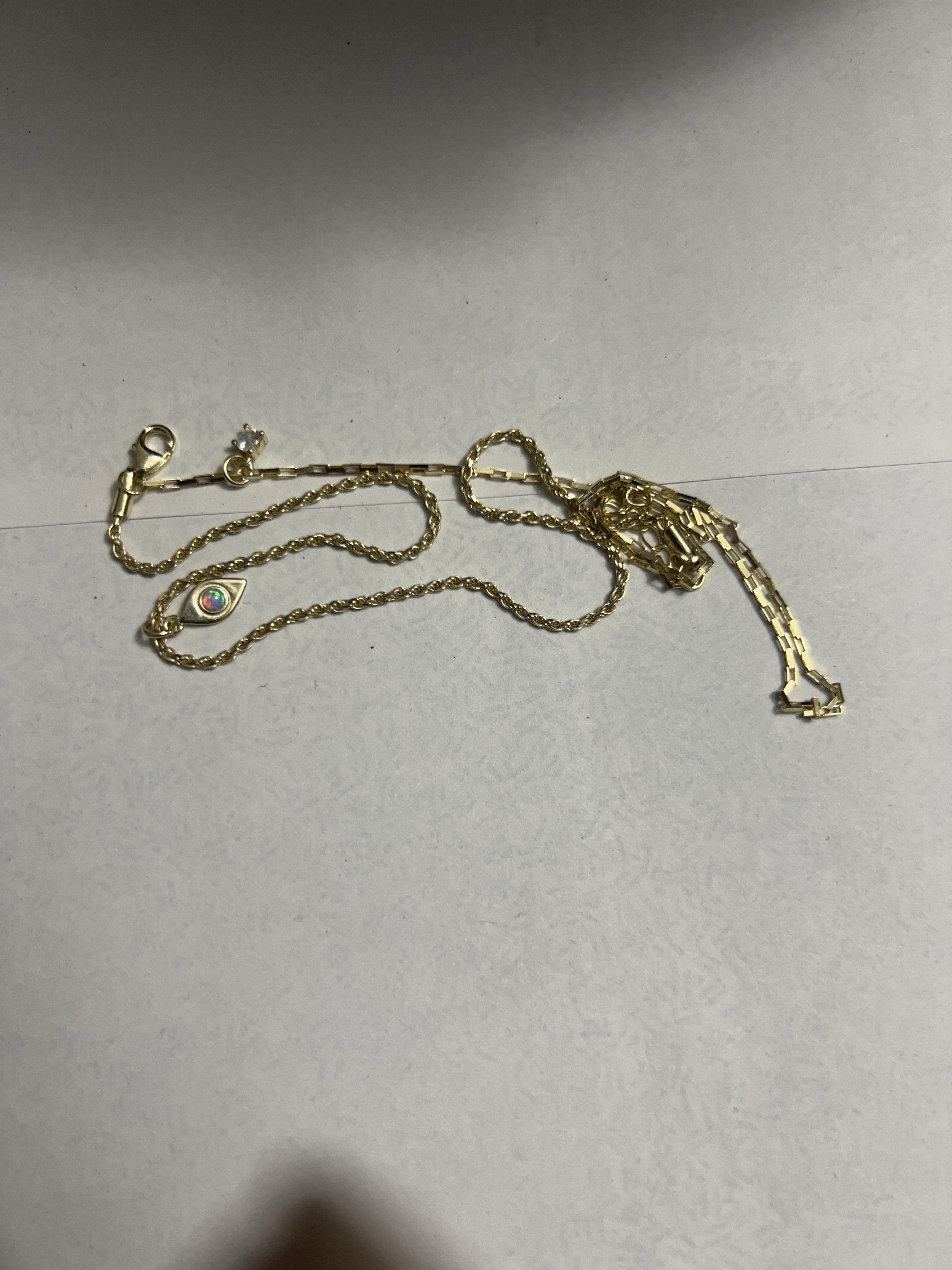 Gold Evil Eye Necklace with Opal thumbnail