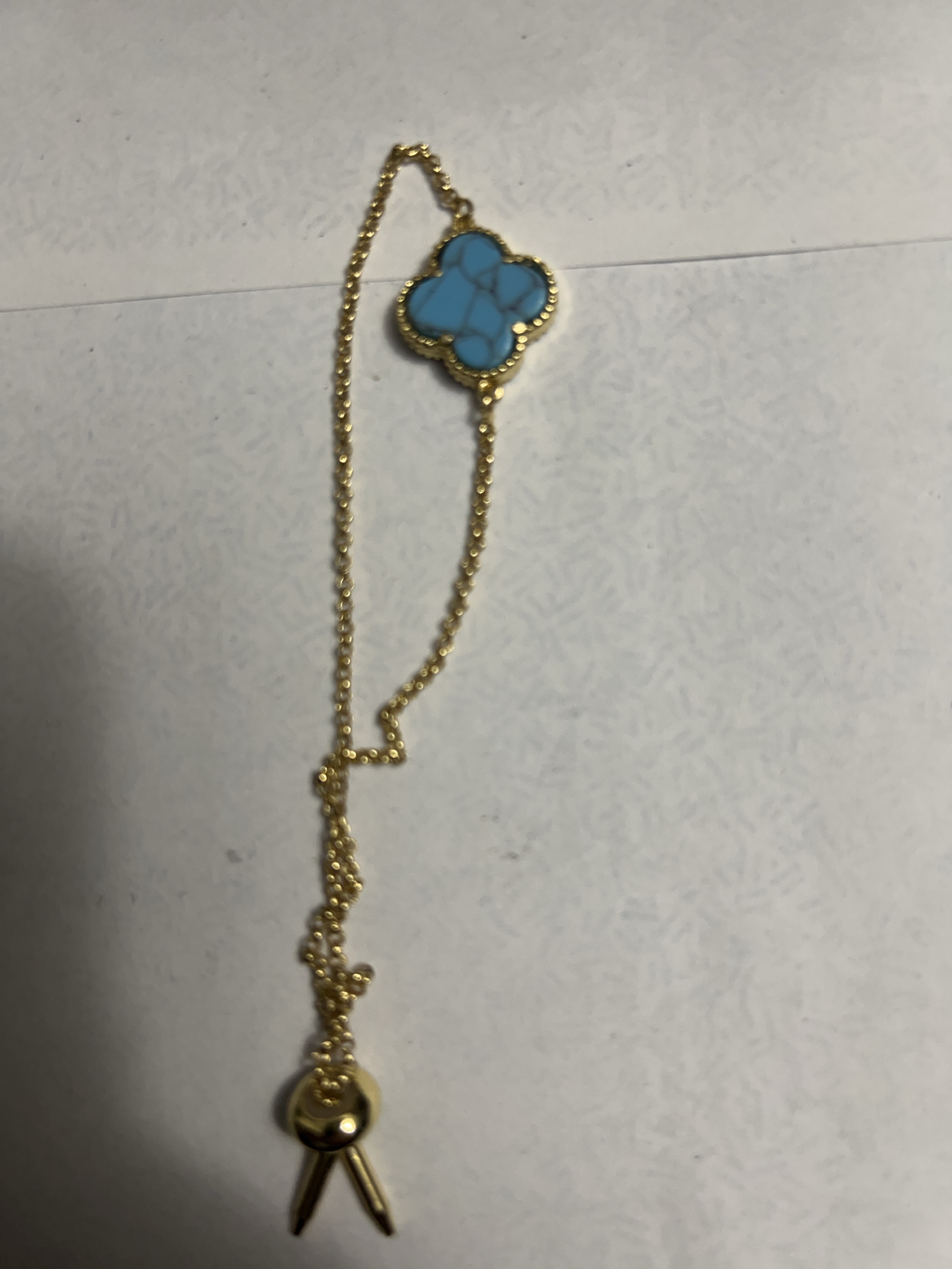 Gold Chain Necklace with Blue Stone Pendant thumbnail