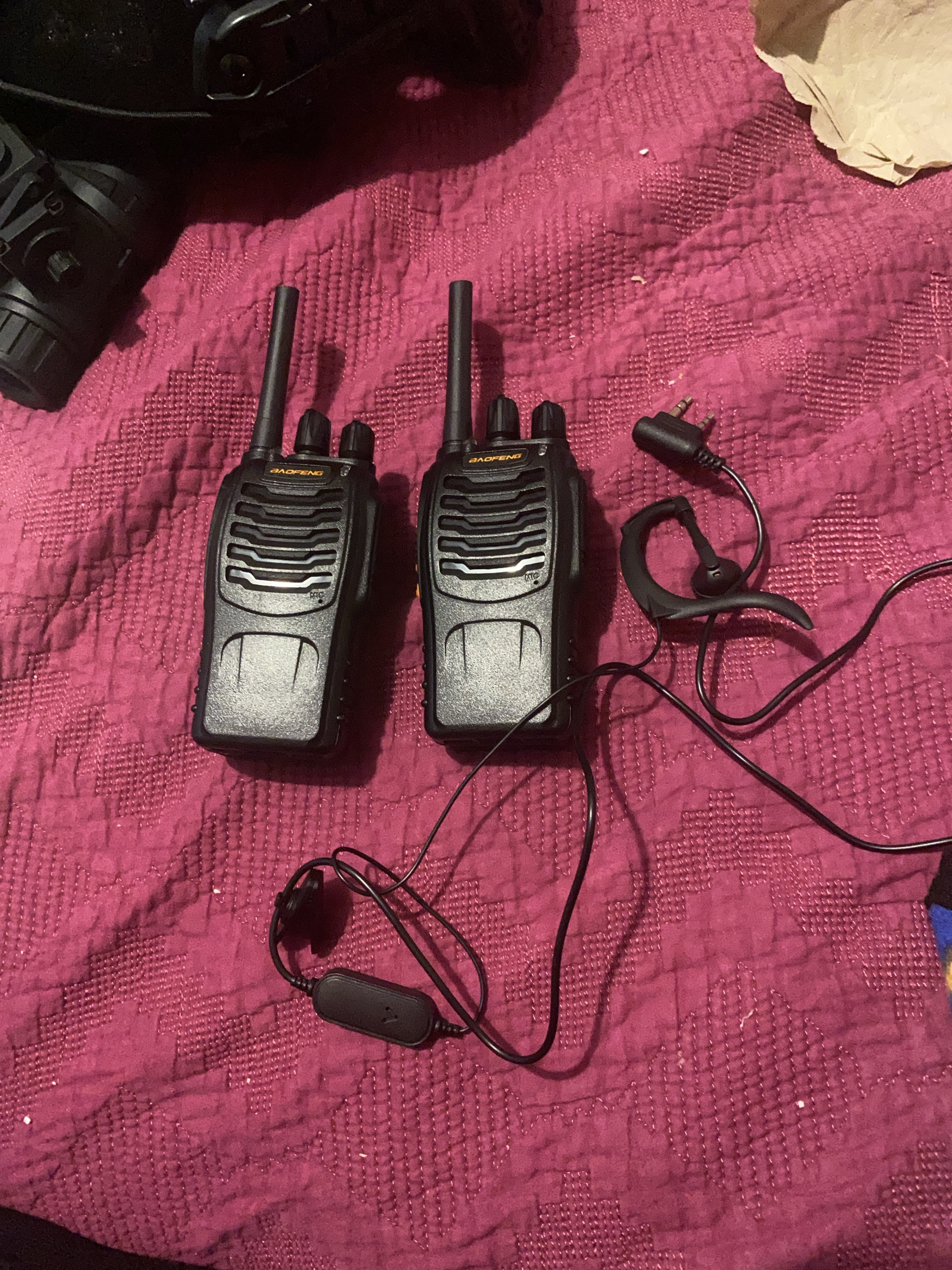Pair of BaoFeng Walkie Talkies with Earpieces thumbnail