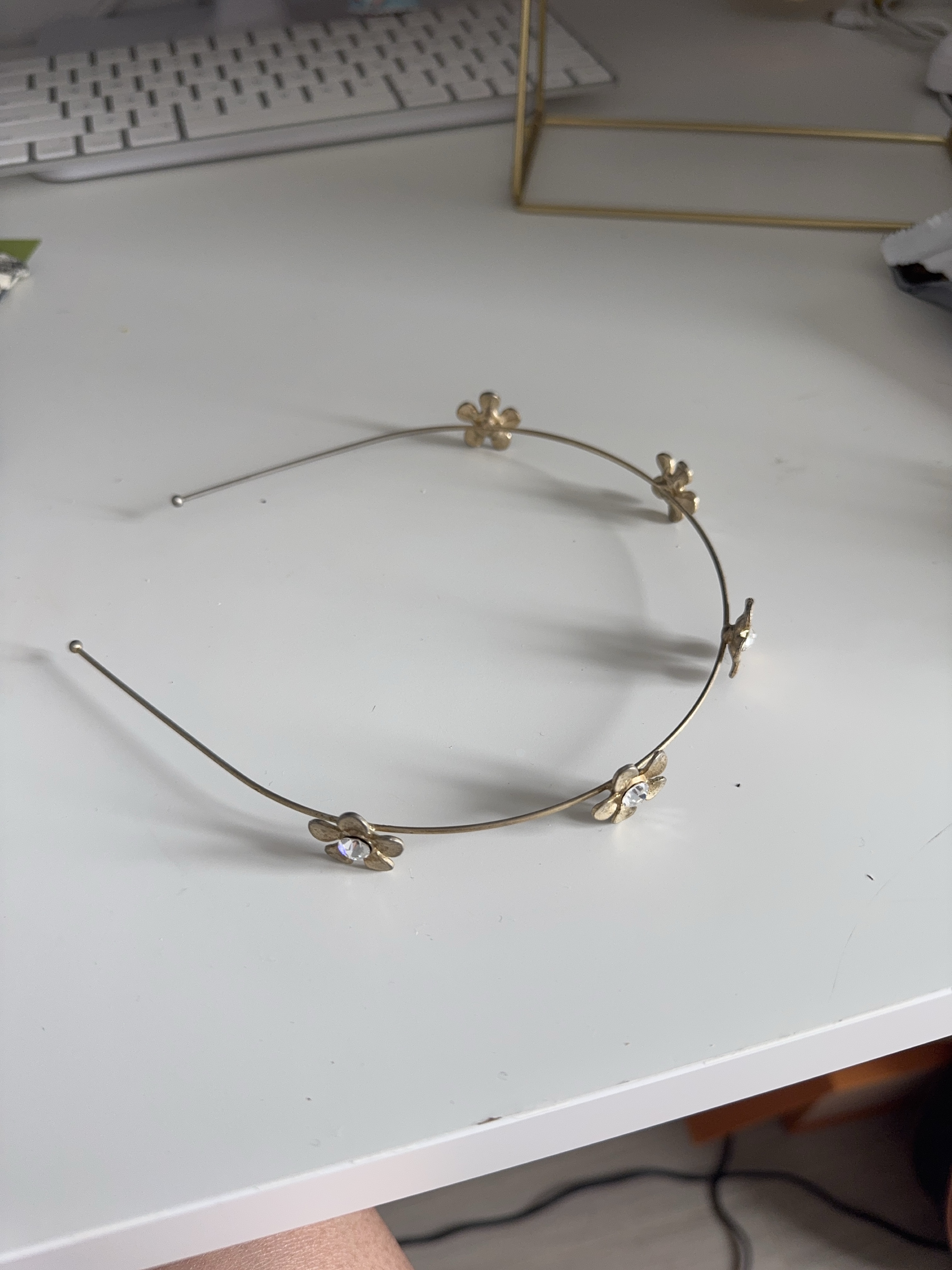 Gold Headband with Flower Accents thumbnail