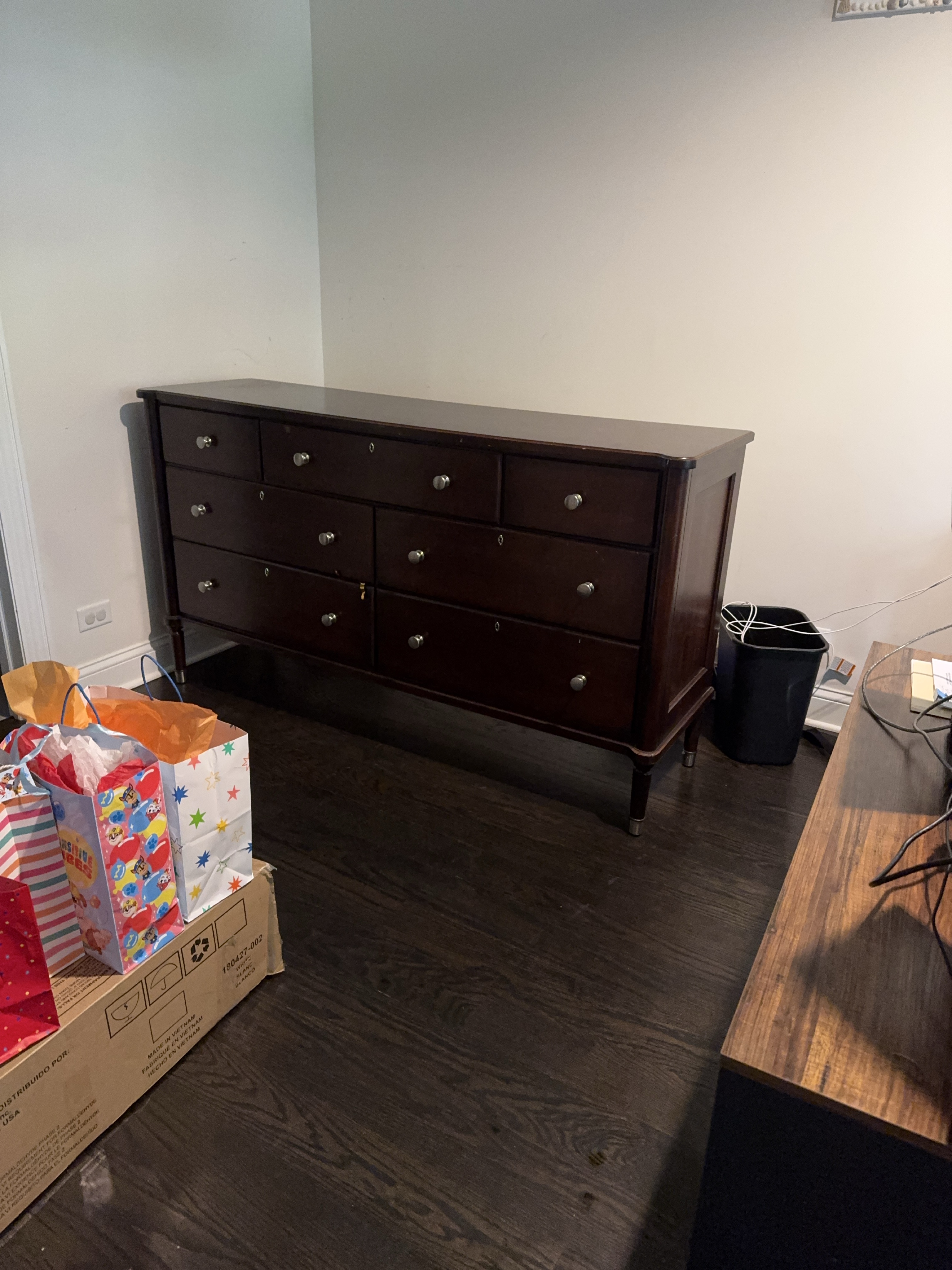 Dark Wood 9-Drawer Dresser