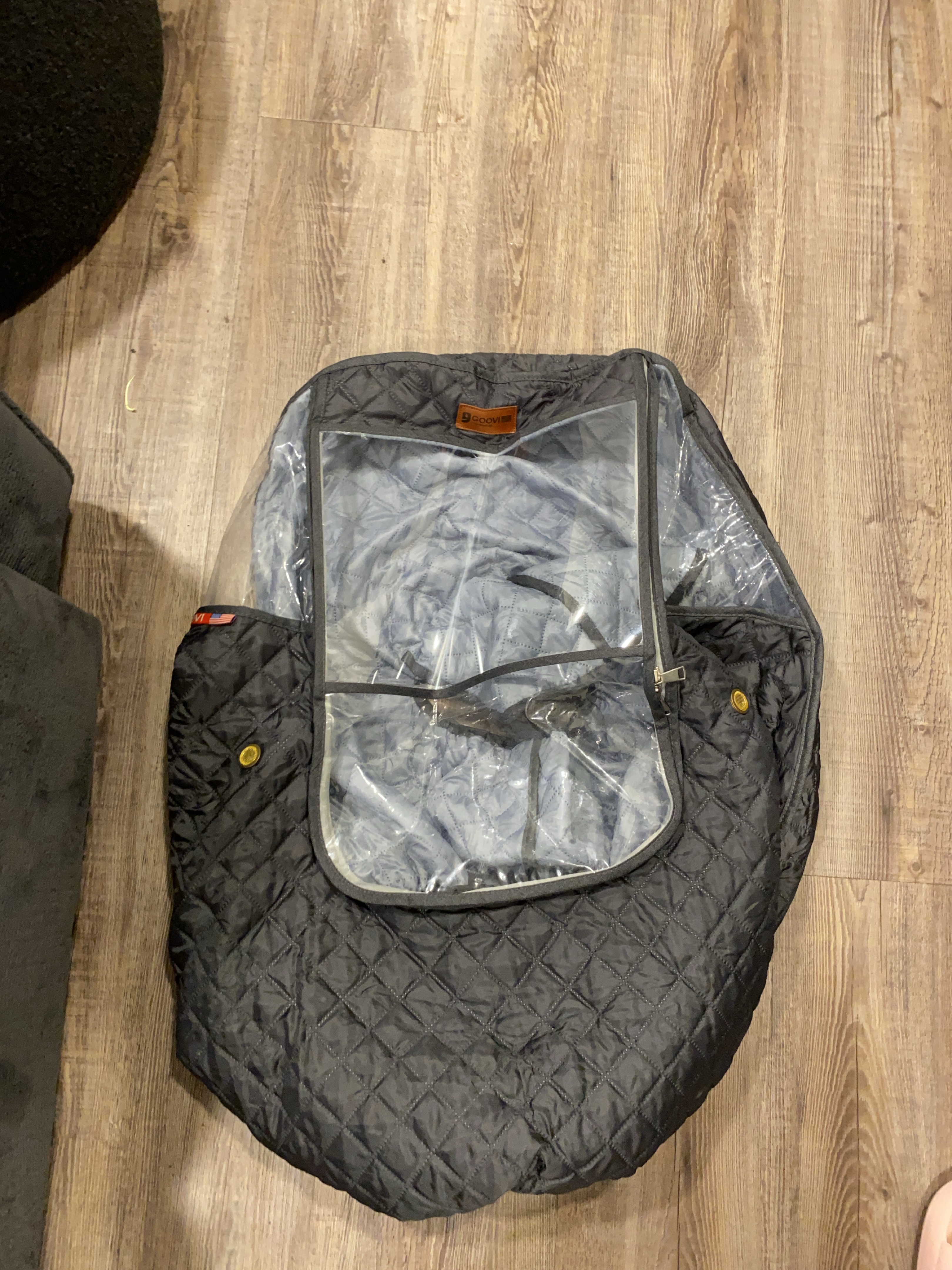 Goovi quilted black stroller weather shield