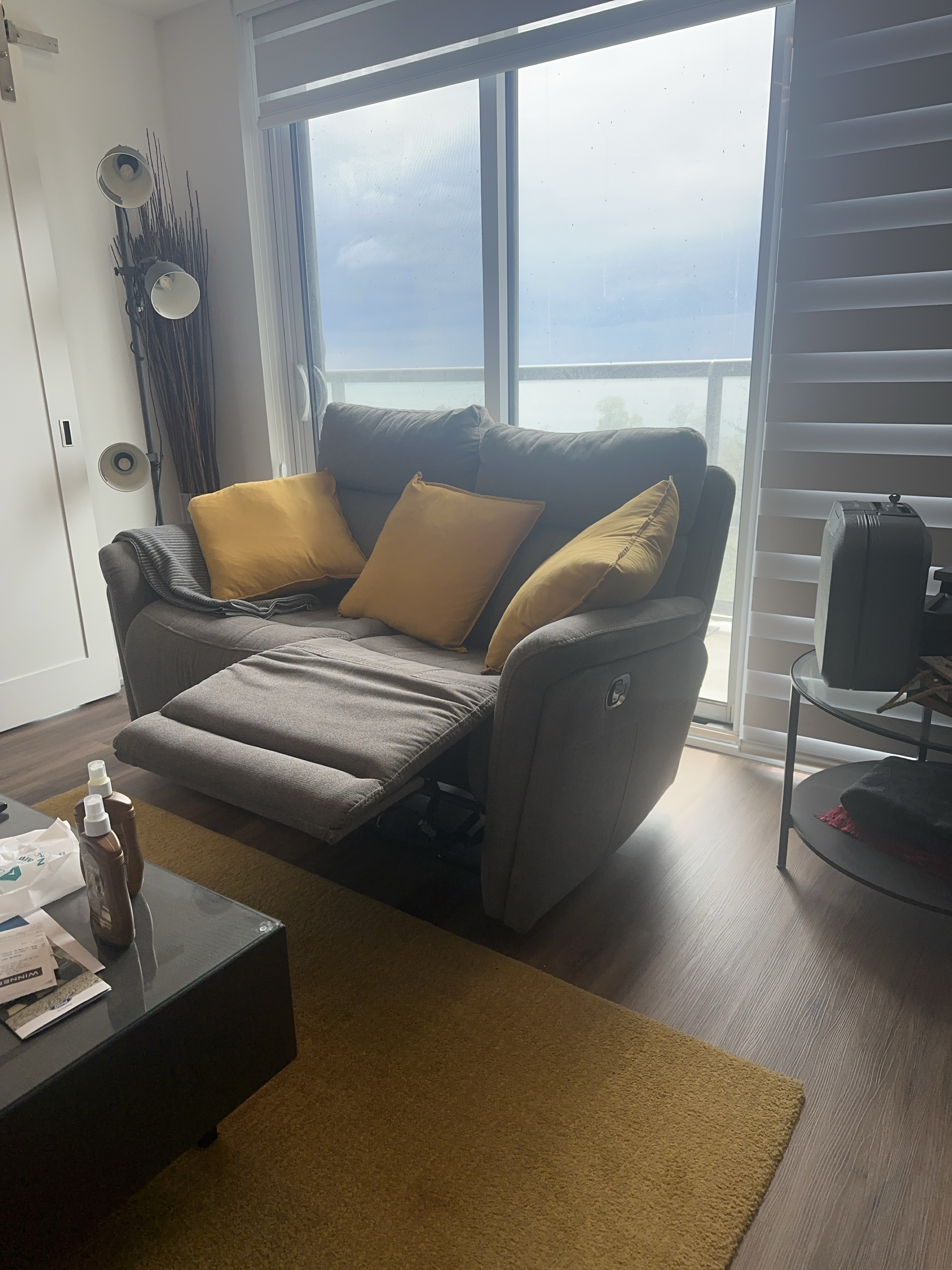 Reclining Loveseat - Grey Fabric thumbnail