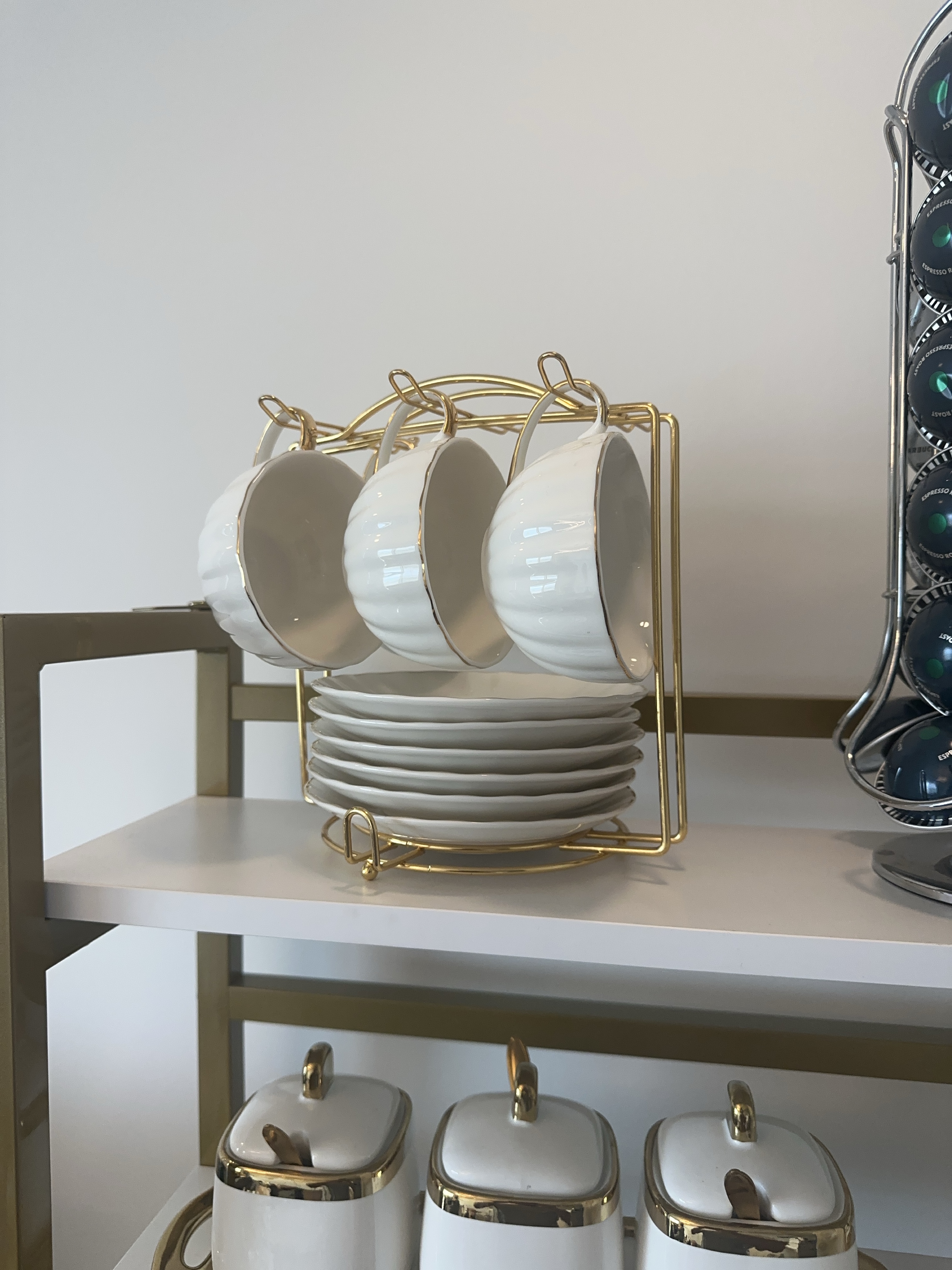 Gold-rimmed Teacup and Saucer Set thumbnail