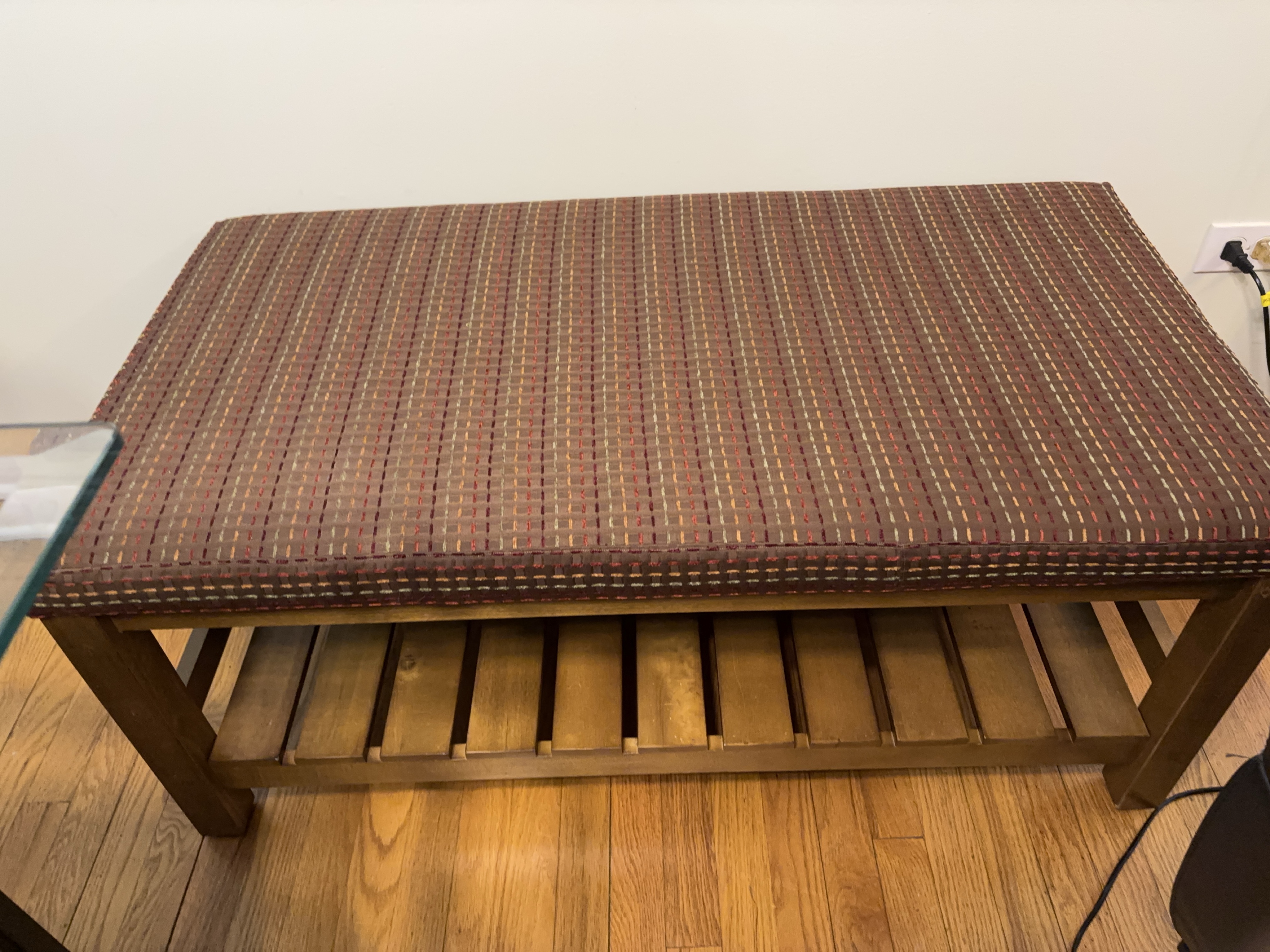 Upholstered Ottoman Bench with Wooden Base thumbnail