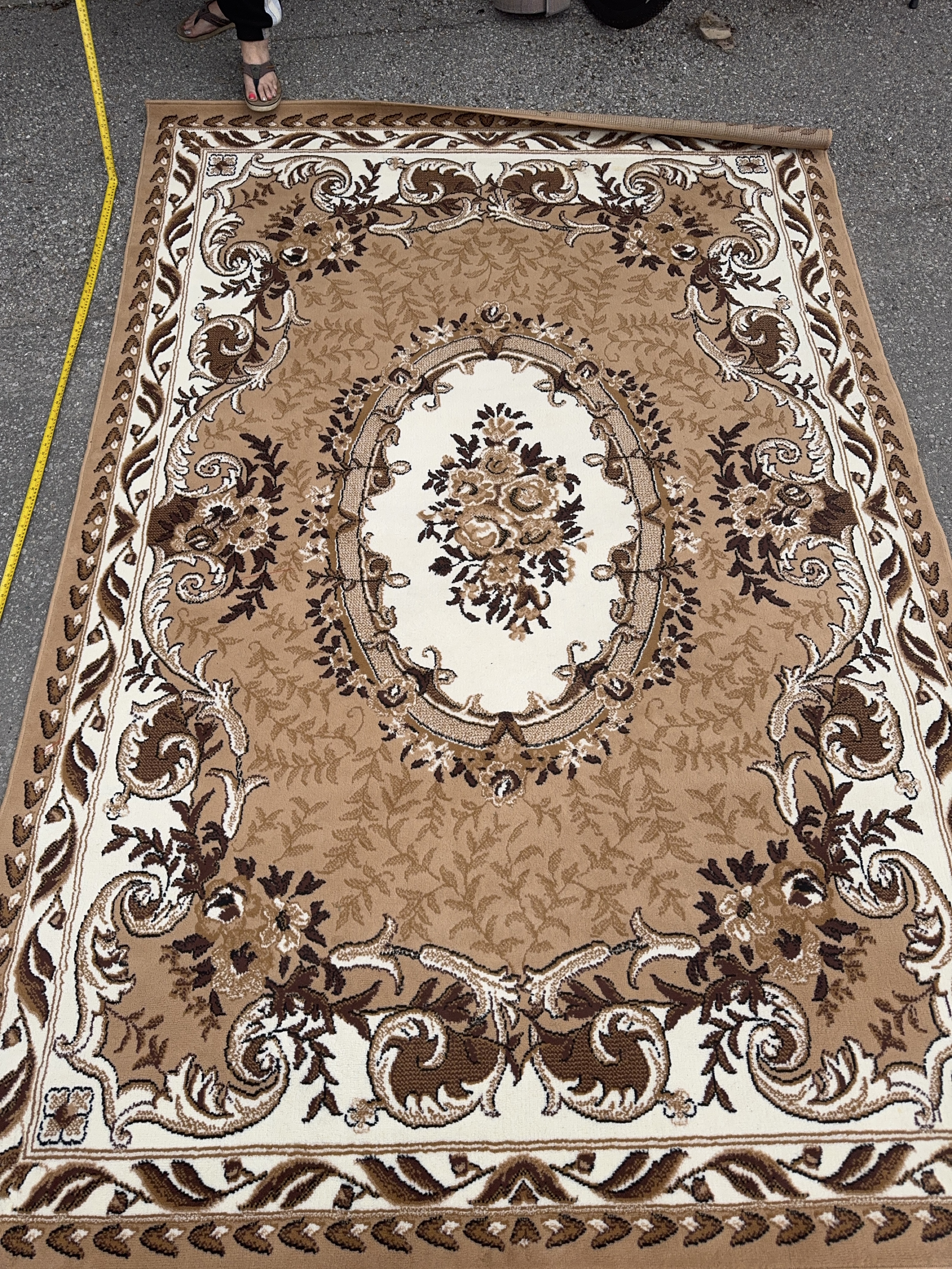Elegant Beige and Brown Floral Area Rug thumbnail