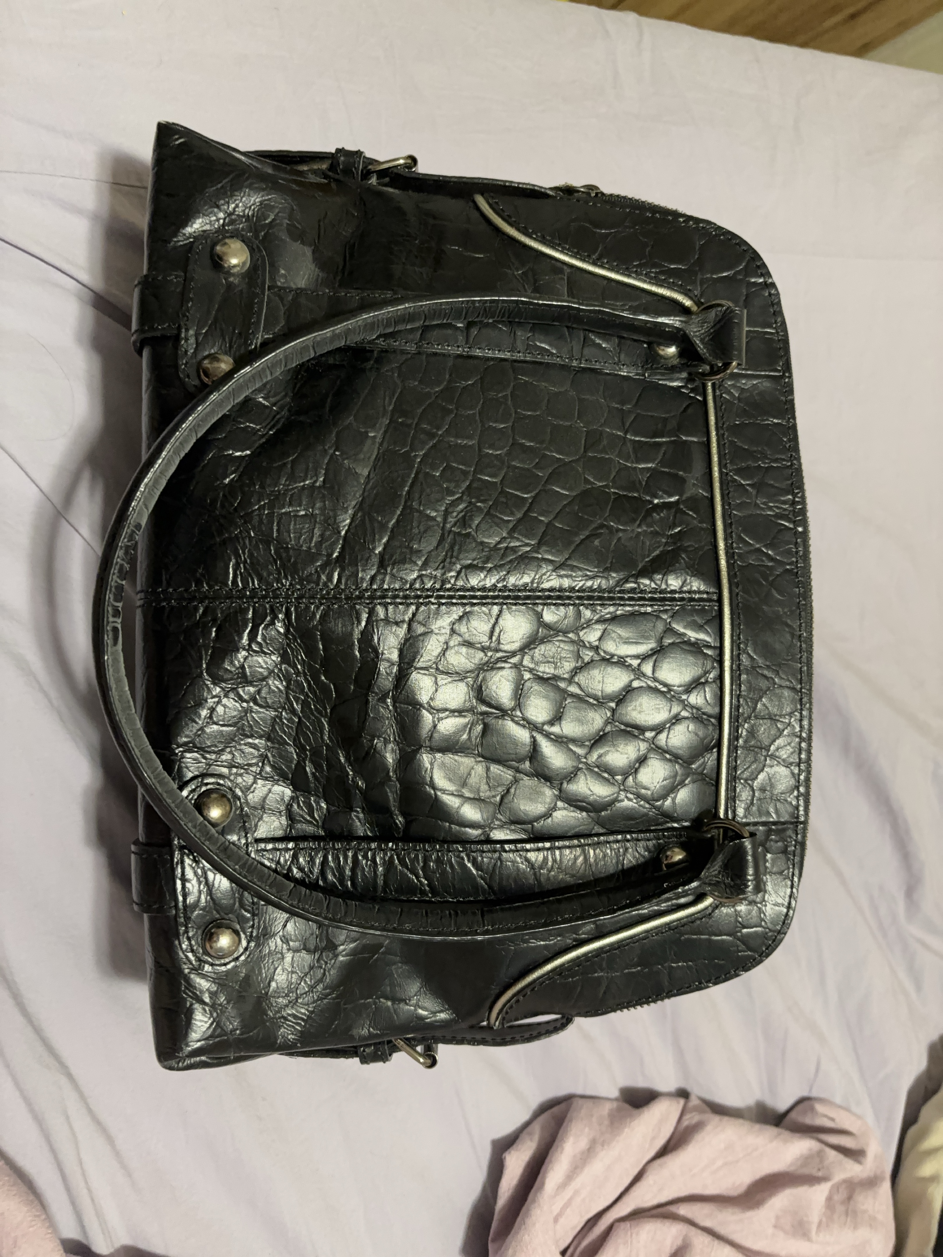 Black Leather Handbag with Studs image indicator(1)