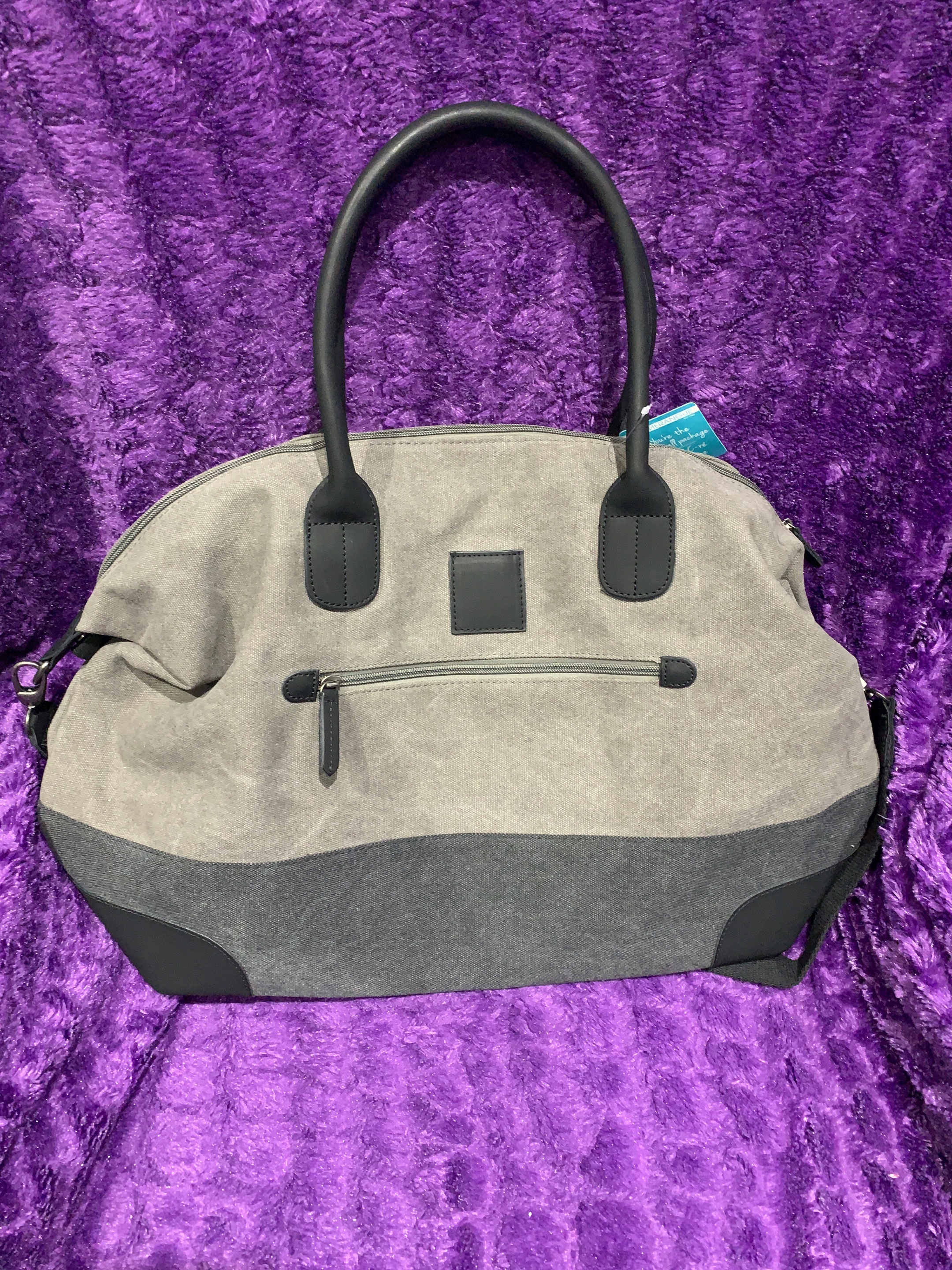 Grey and Black Canvas Weekender Bag thumbnail