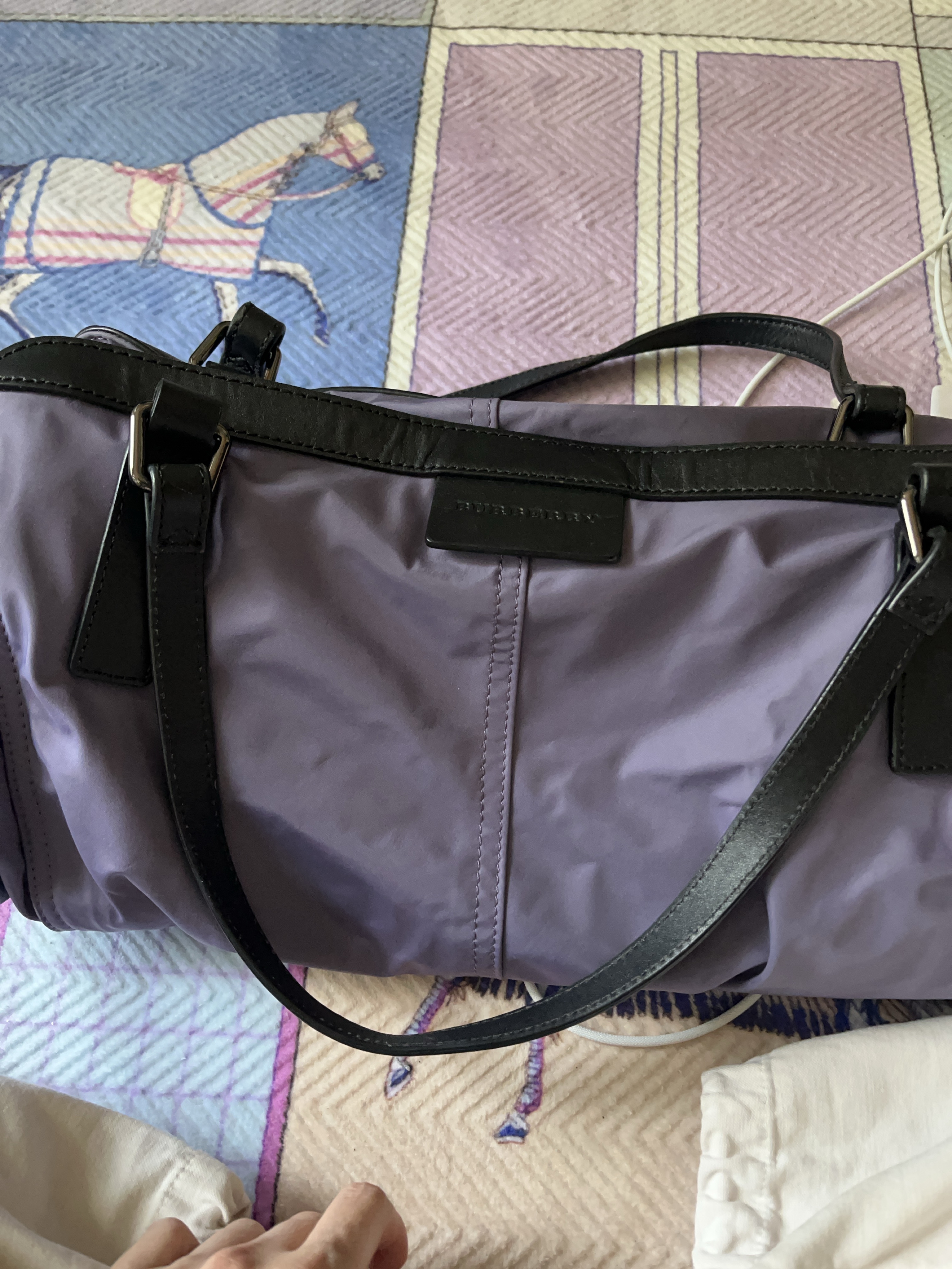 Burberry Purple Nylon Handbag