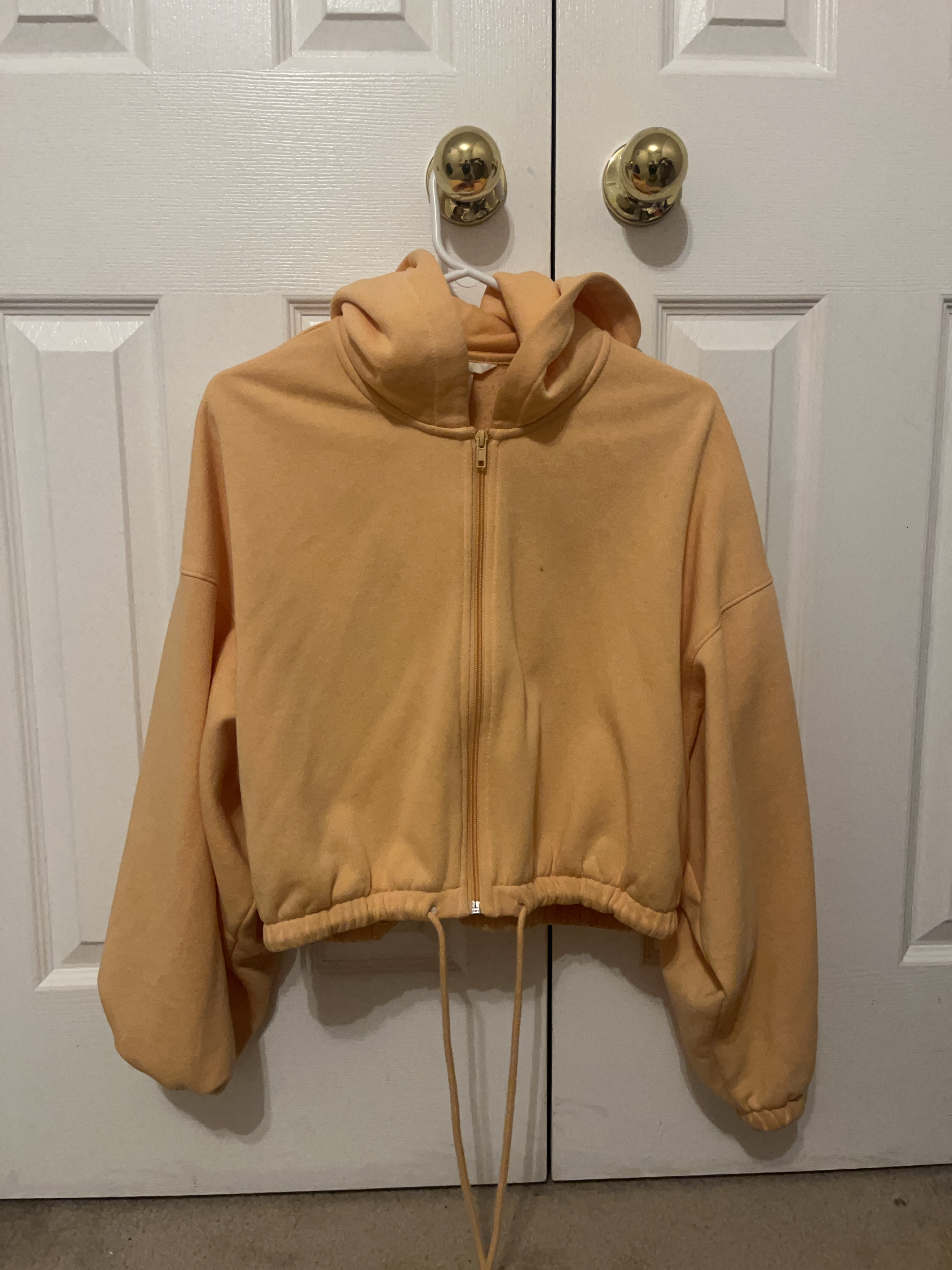 Orange cropped zip-up hoodie thumbnail