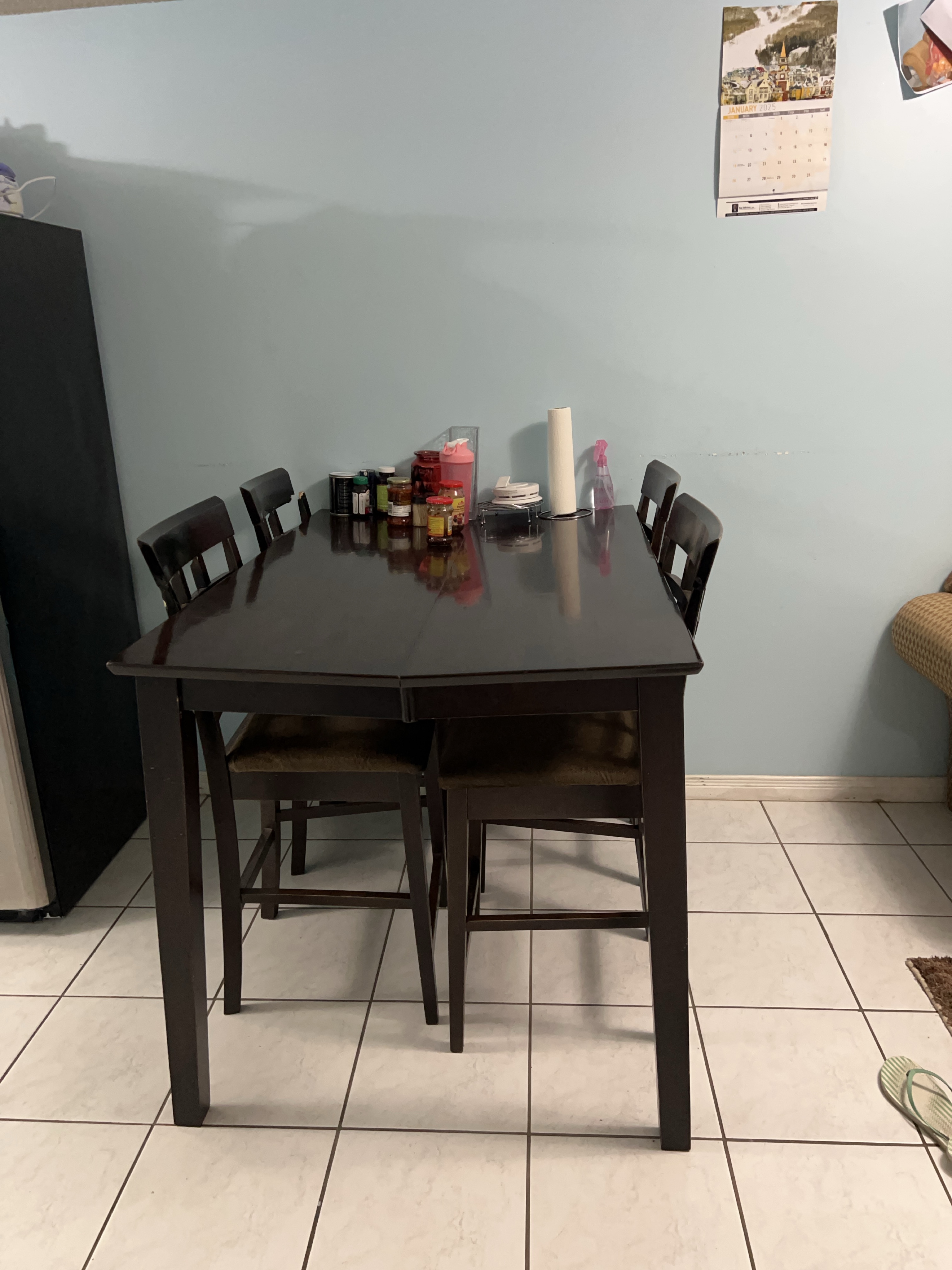 Dark Brown Kitchen Table and Four Chairs thumbnail