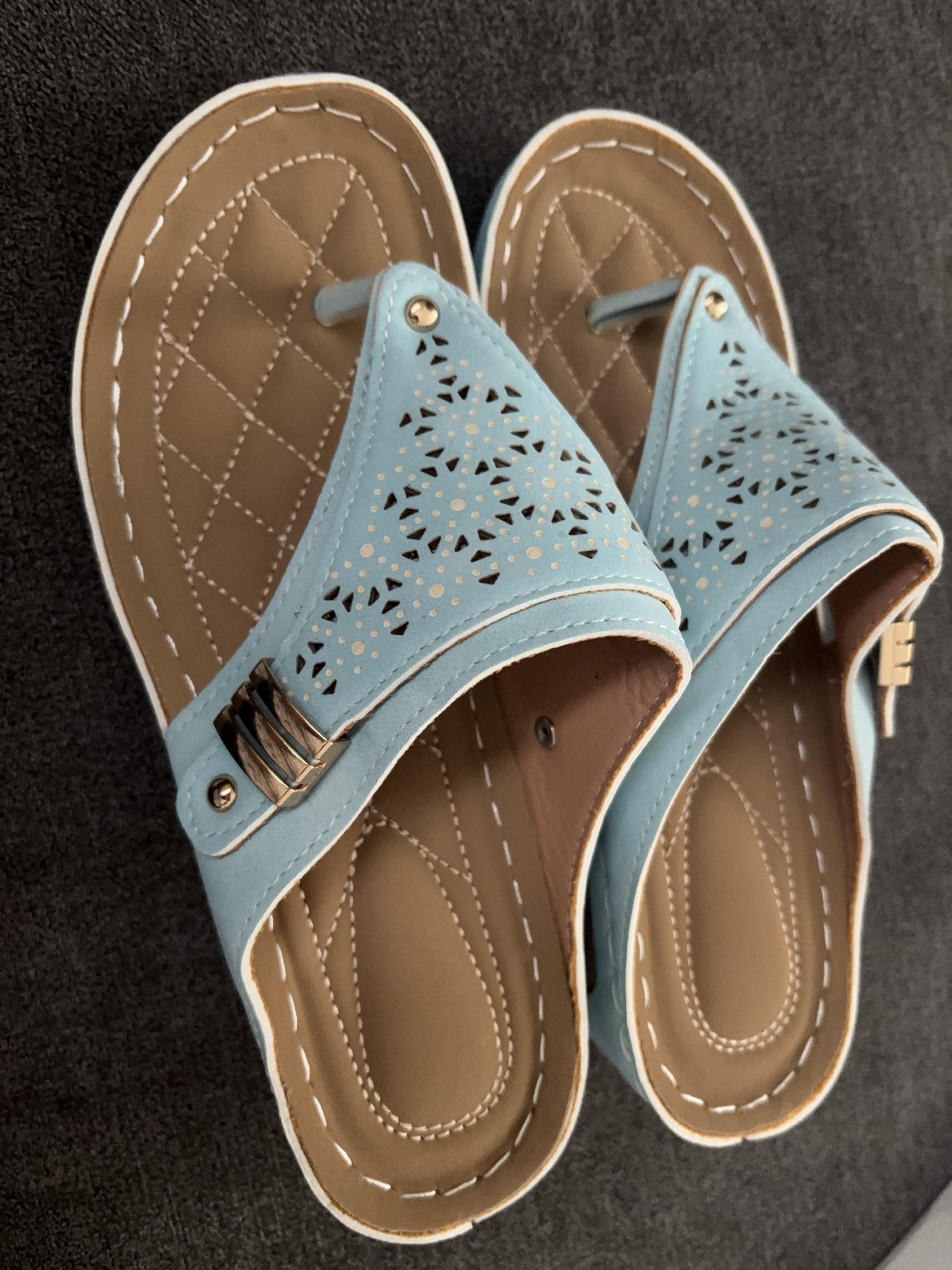 Women's Blue Perforated Sandals