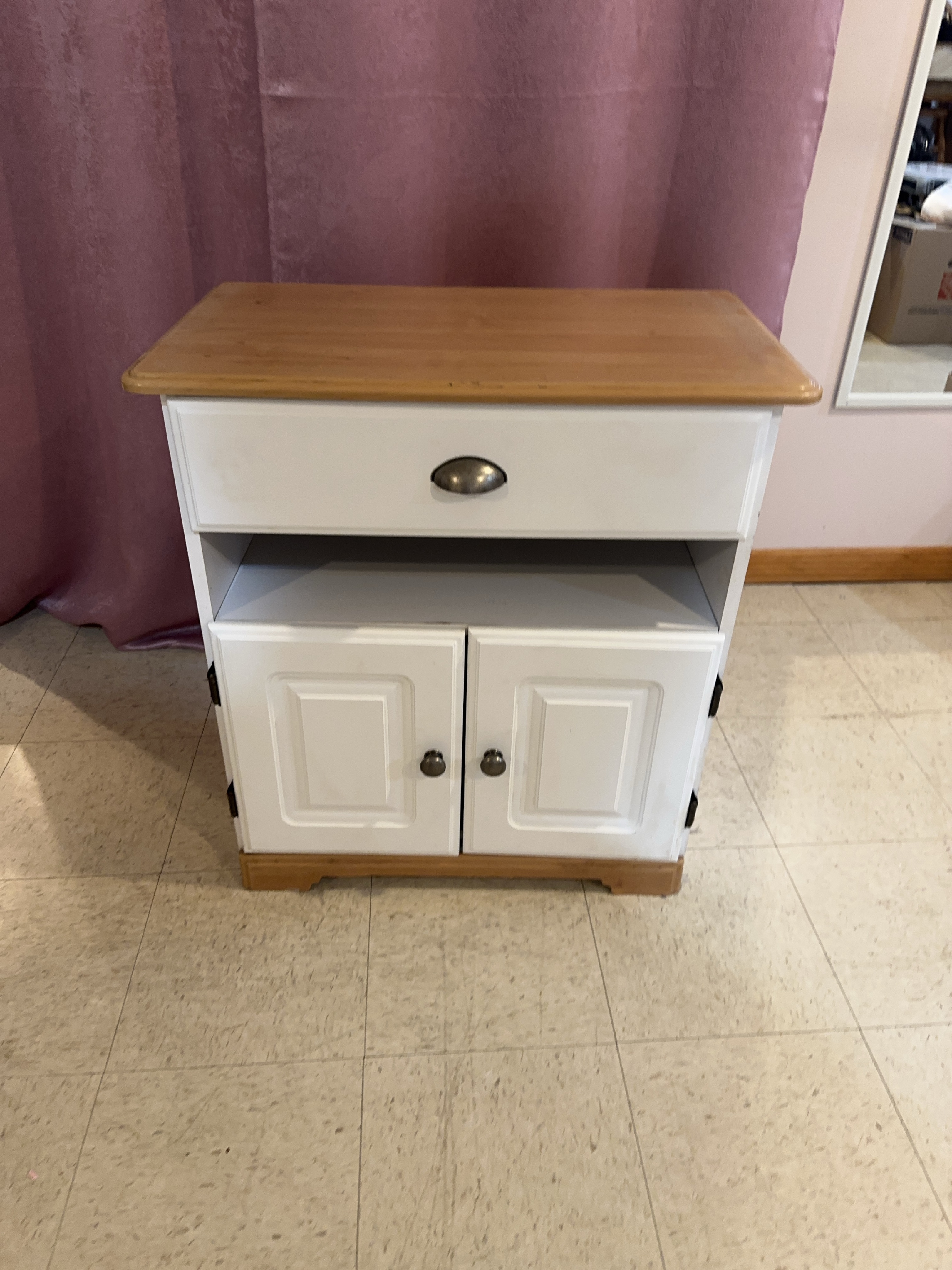 White Wooden Microwave cabinet