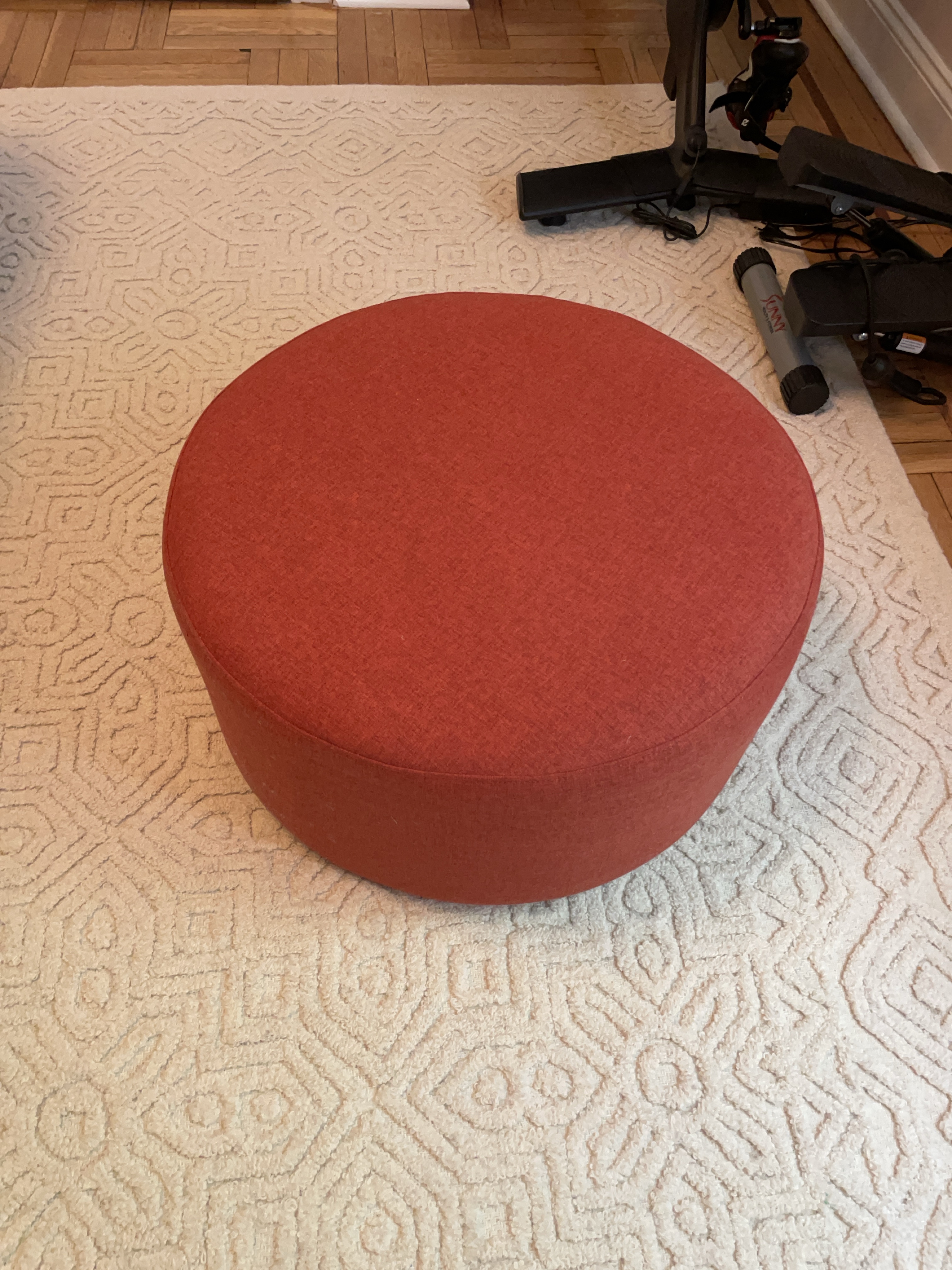 Round Burnt Orange Ottoman