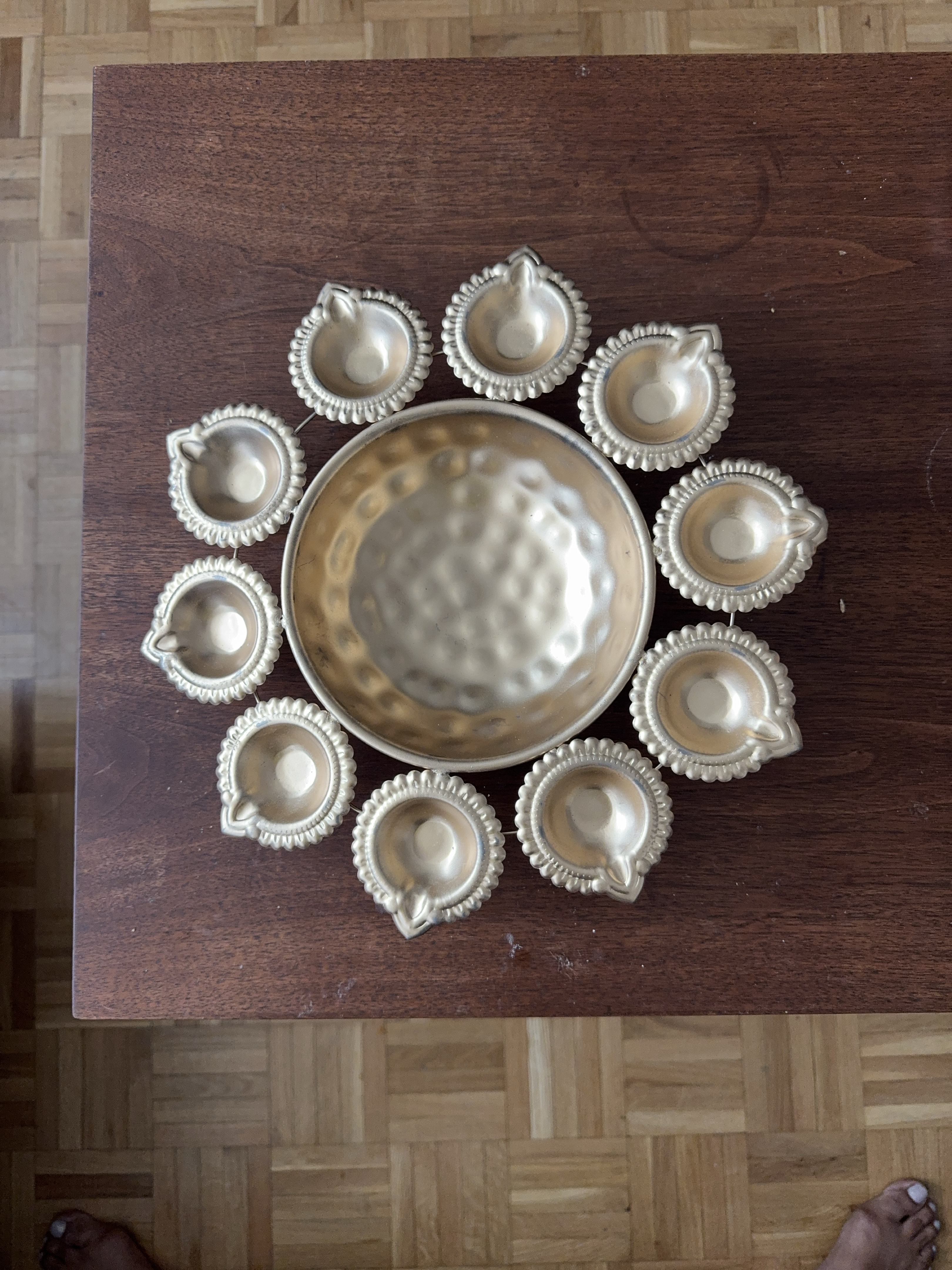 Gold Diya Set with Bowl thumbnail