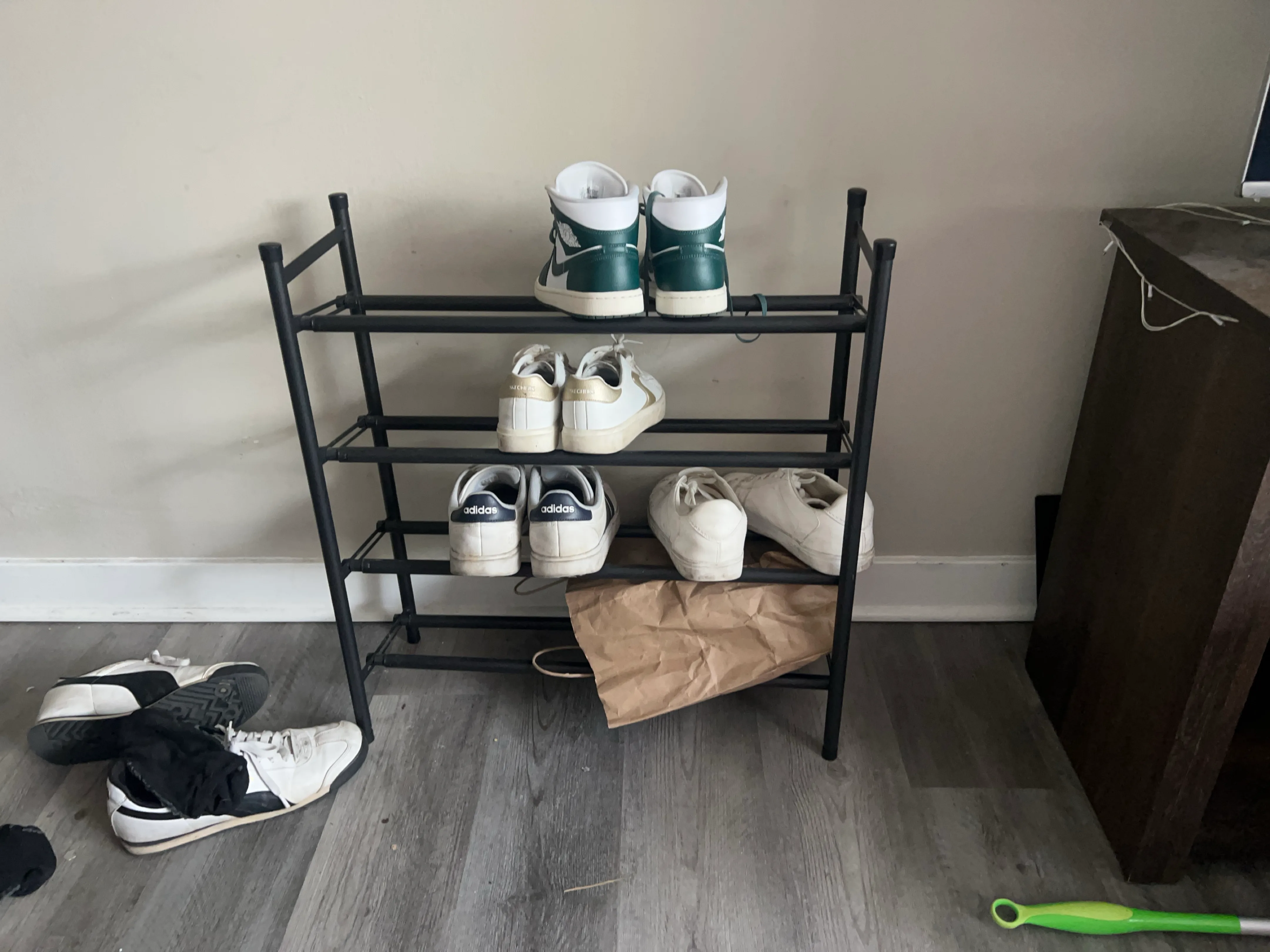 Black Metal 4-Tier Shoe Rack