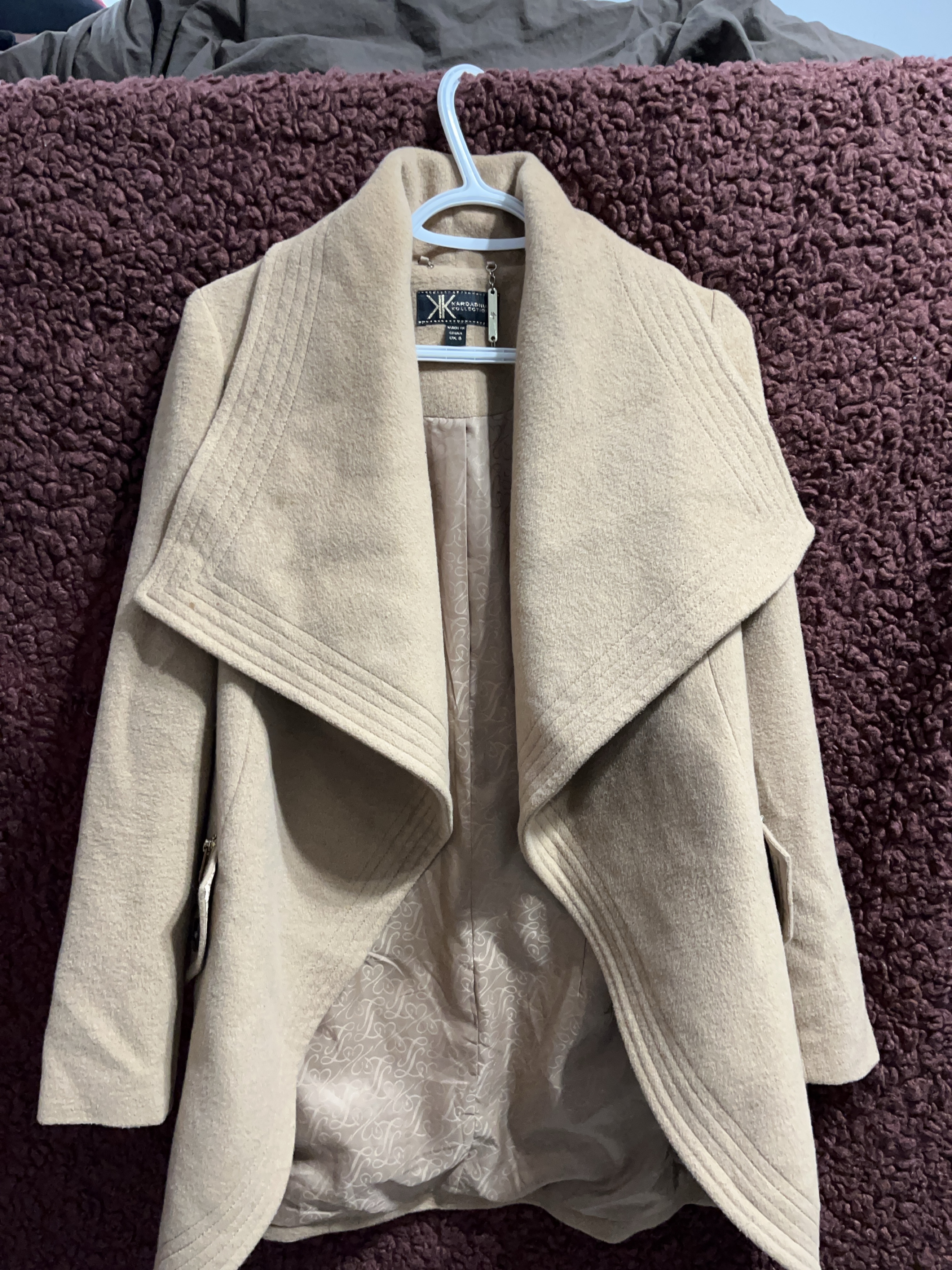 Kardashian Collection Beige Wrap Coat thumbnail