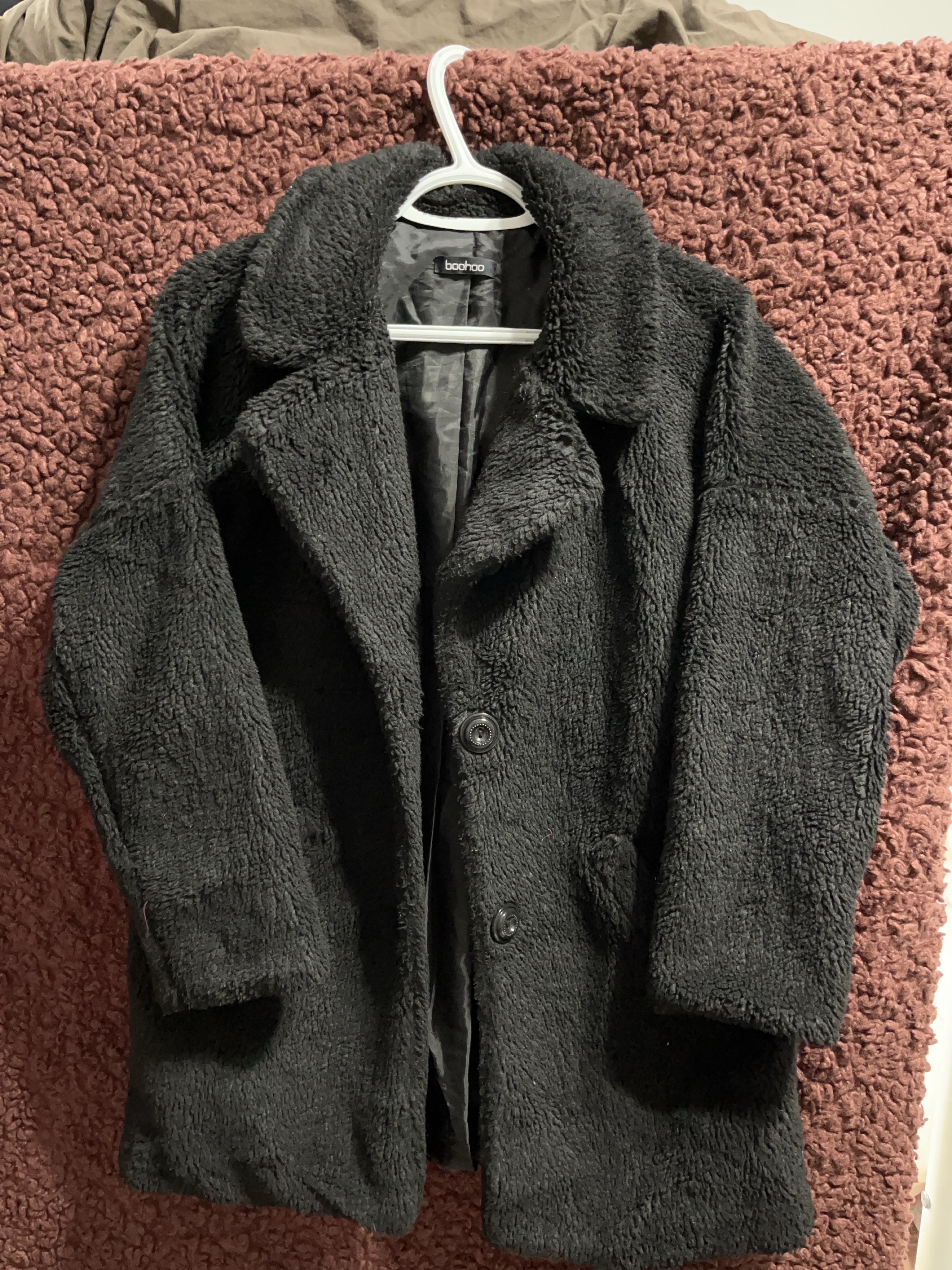 Boohoo Black Teddy Coat thumbnail