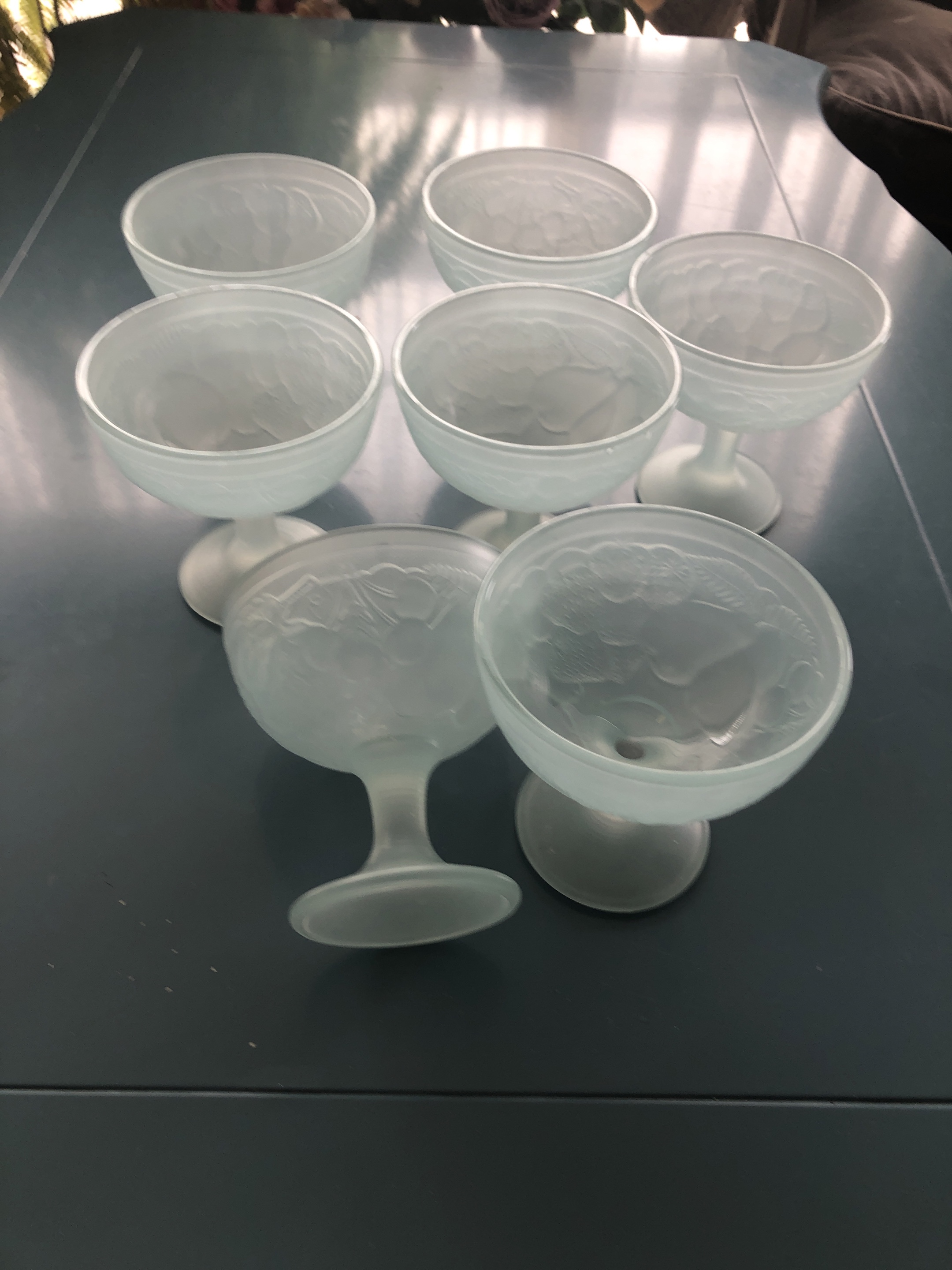 Set of 7 Frosted Glass Cups