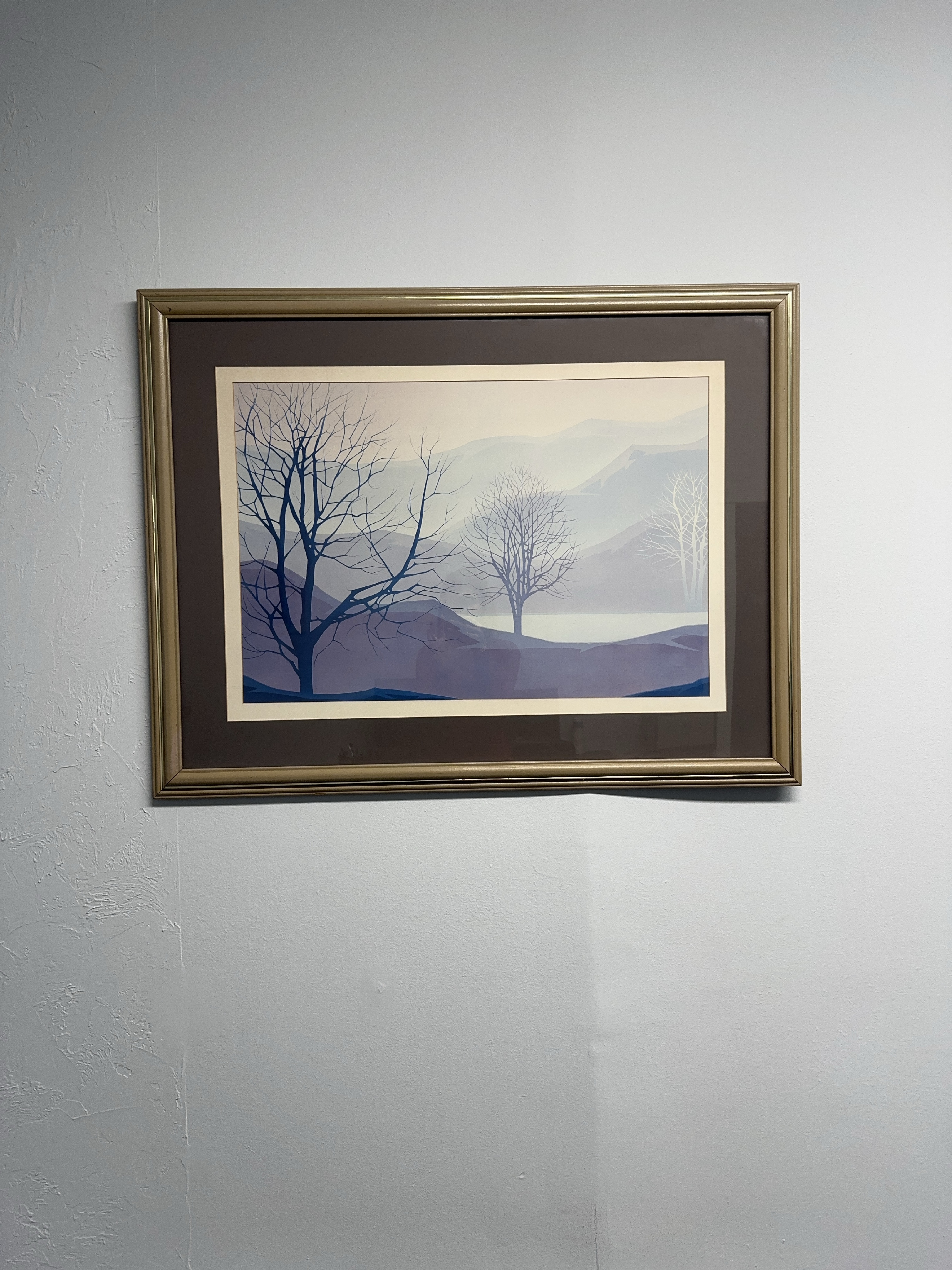 Framed Landscape Print, Gold Frame, Winter Scene thumbnail