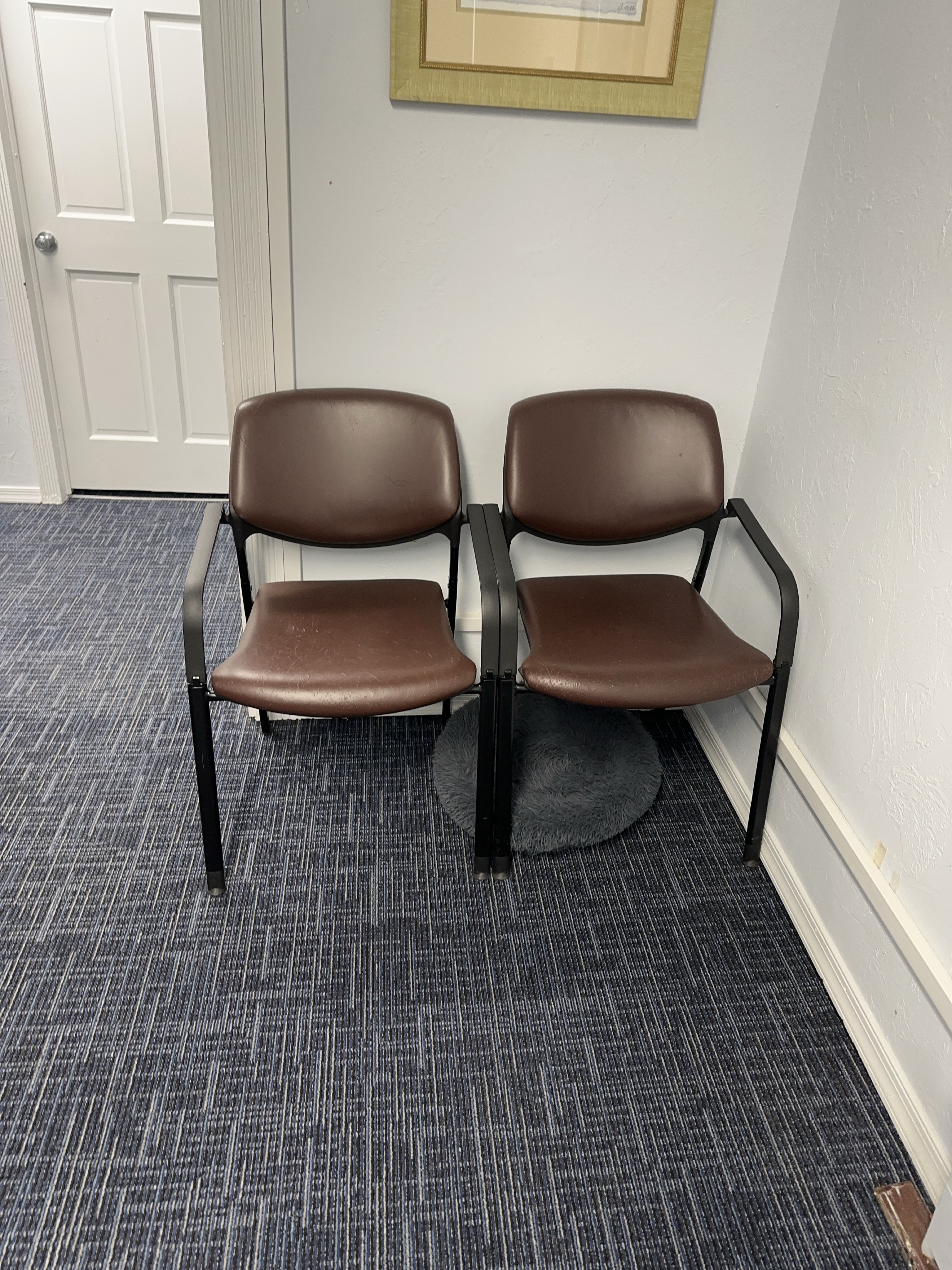 Pair of Brown Leatherette Waiting Room Chairs thumbnail