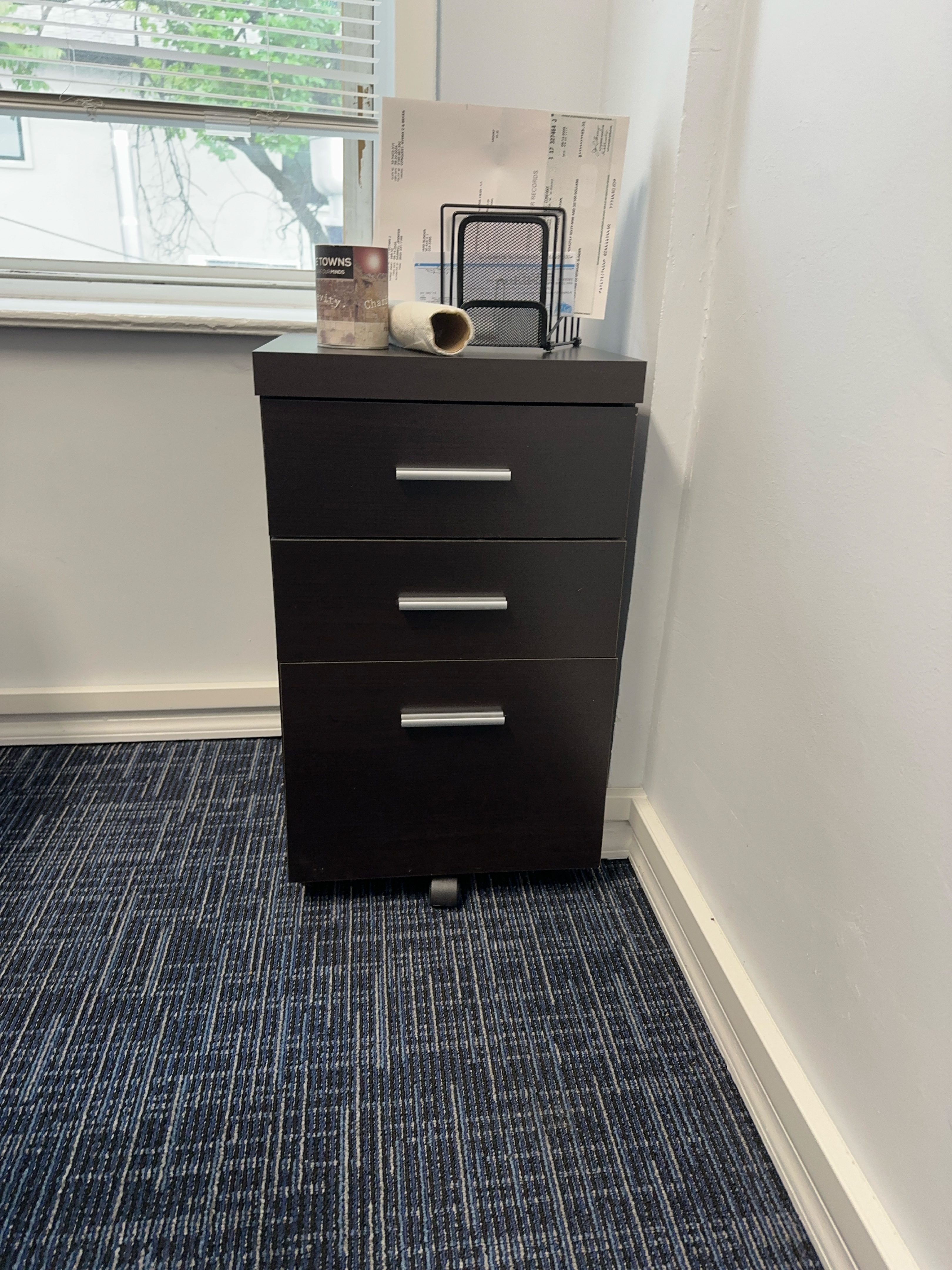 Dark brown 3-drawer mobile file cabinet thumbnail