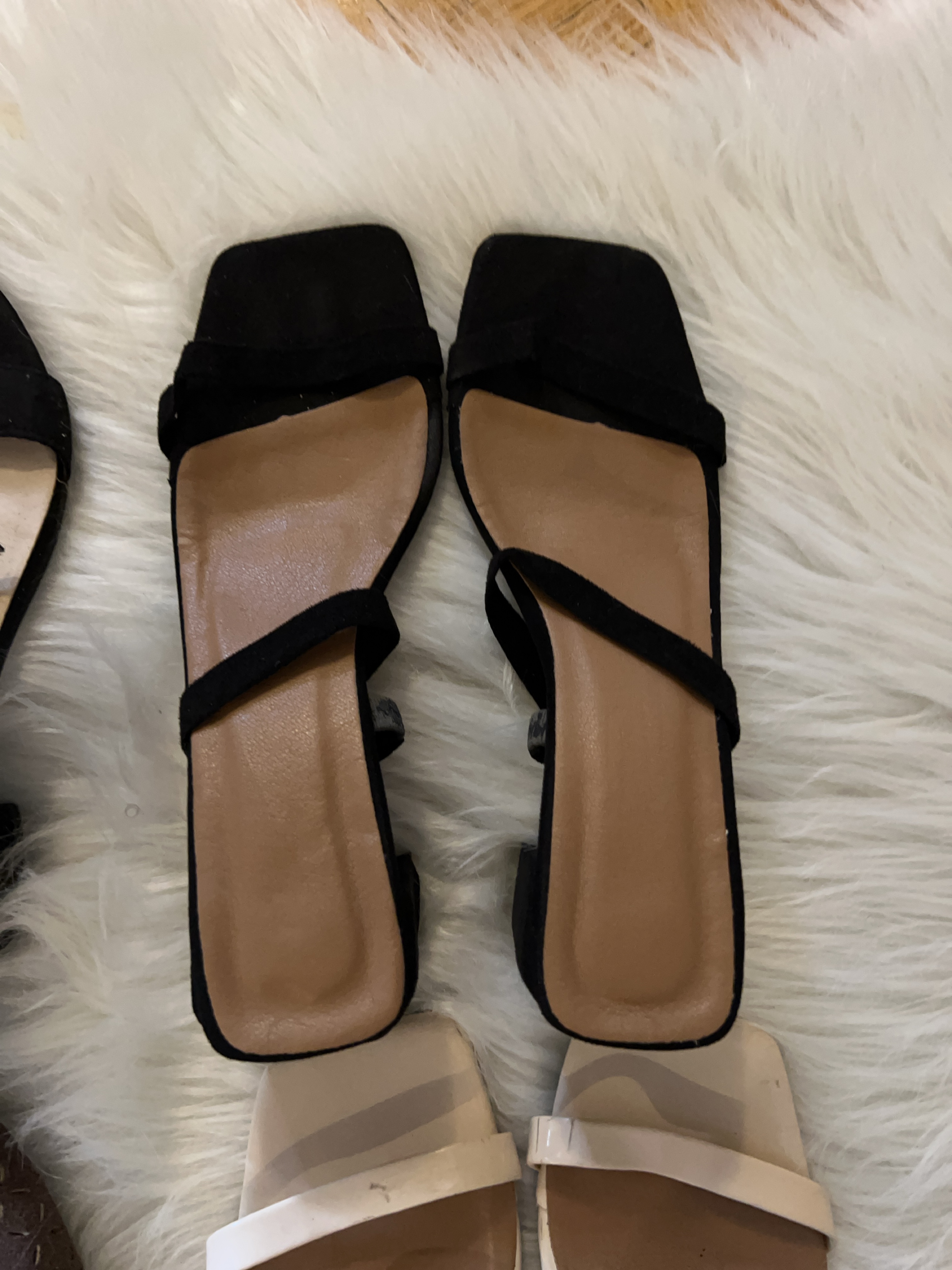 Black Suede Square Toe Sandals thumbnail