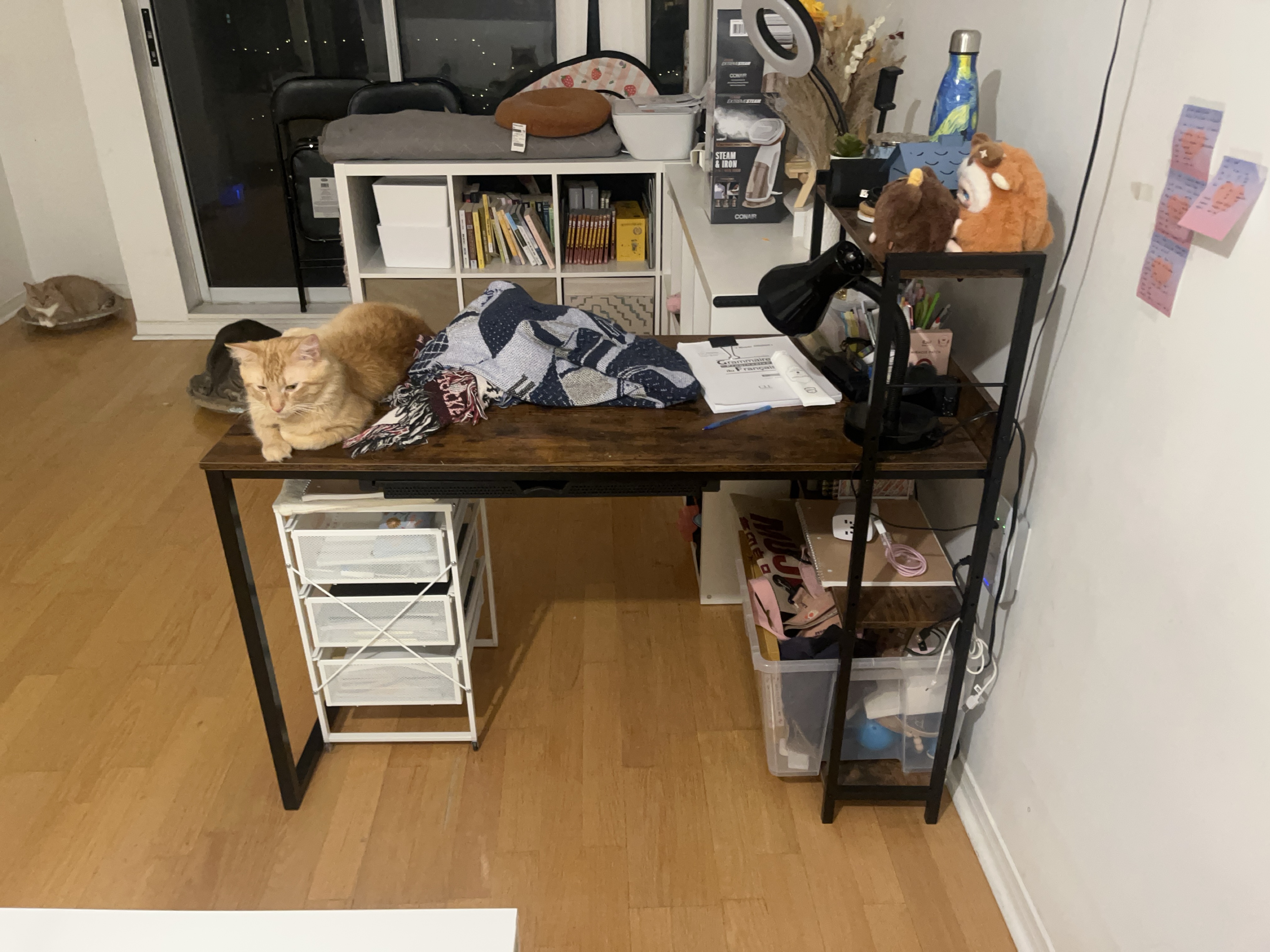 Rustic Brown Writing Desk with Black Metal Frame thumbnail