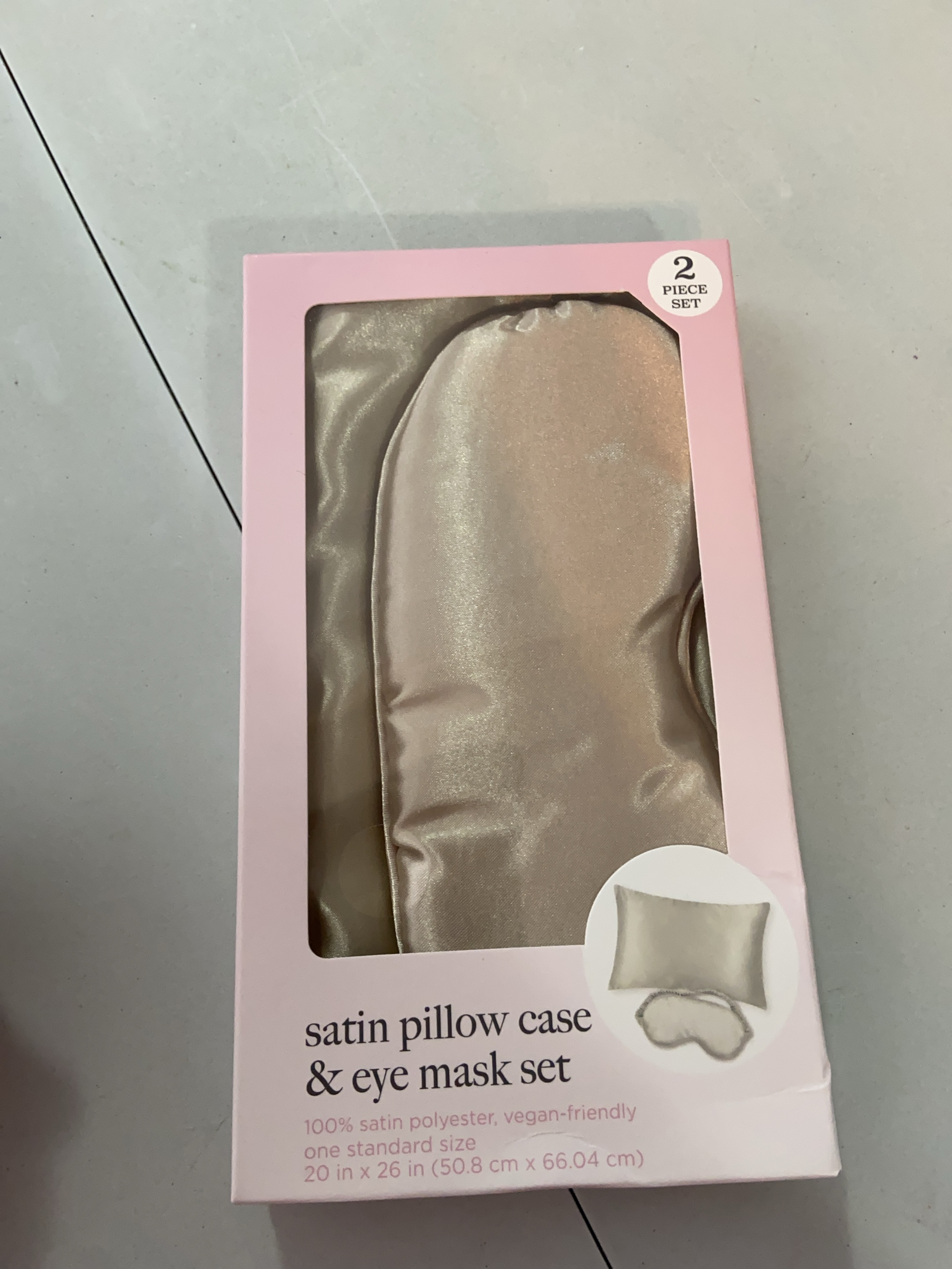 Satin Pillowcase & Eye Mask Set - Beige thumbnail