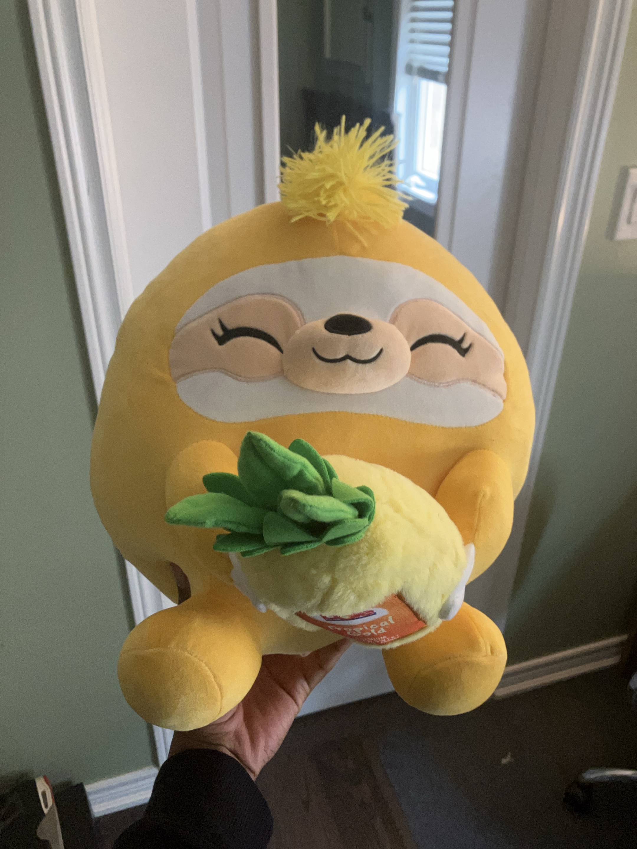 Yellow Sloth Plush Toy with Pineapple thumbnail
