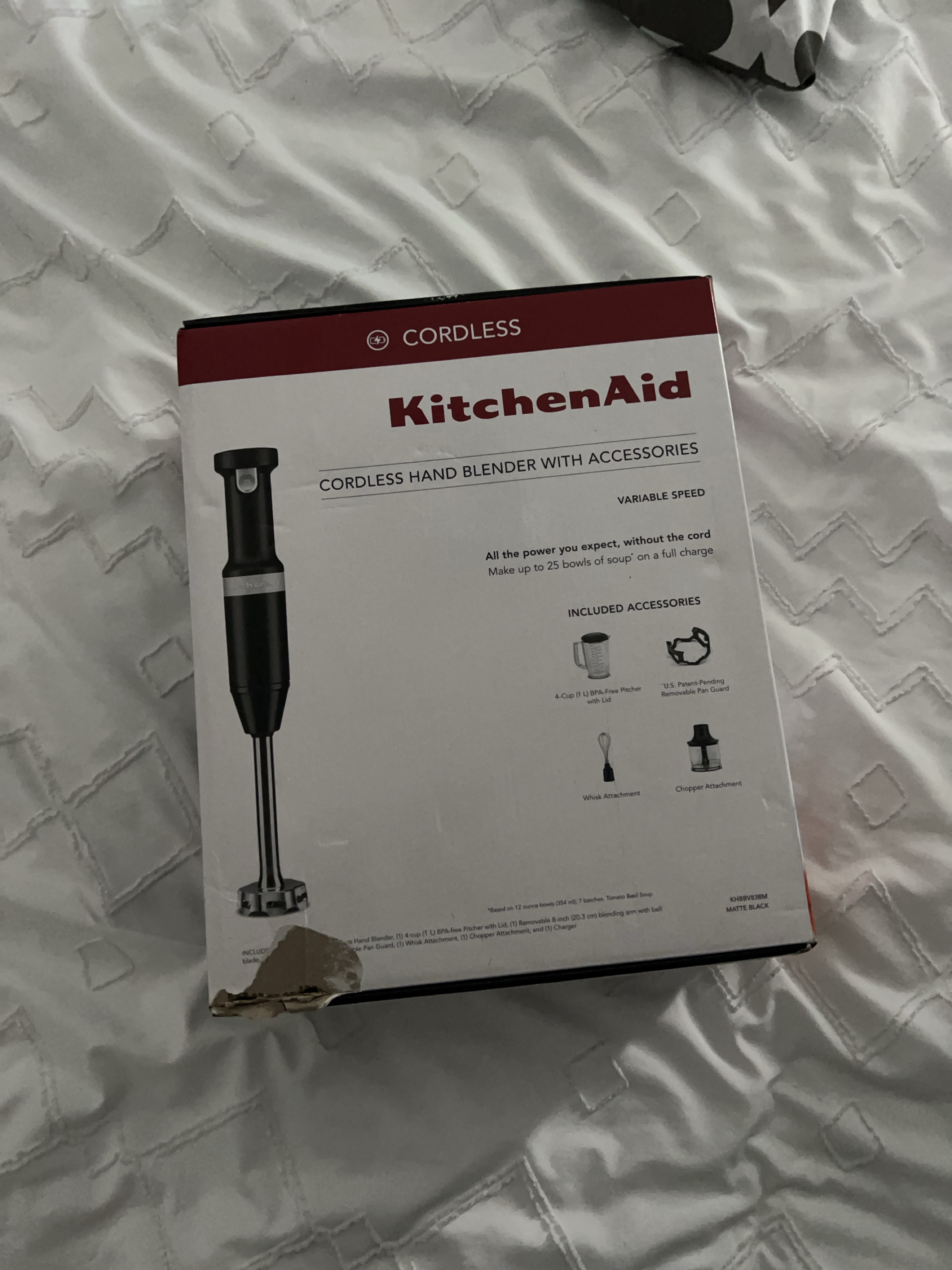 KitchenAid Cordless Hand Blender with Accessories - Matte Black thumbnail