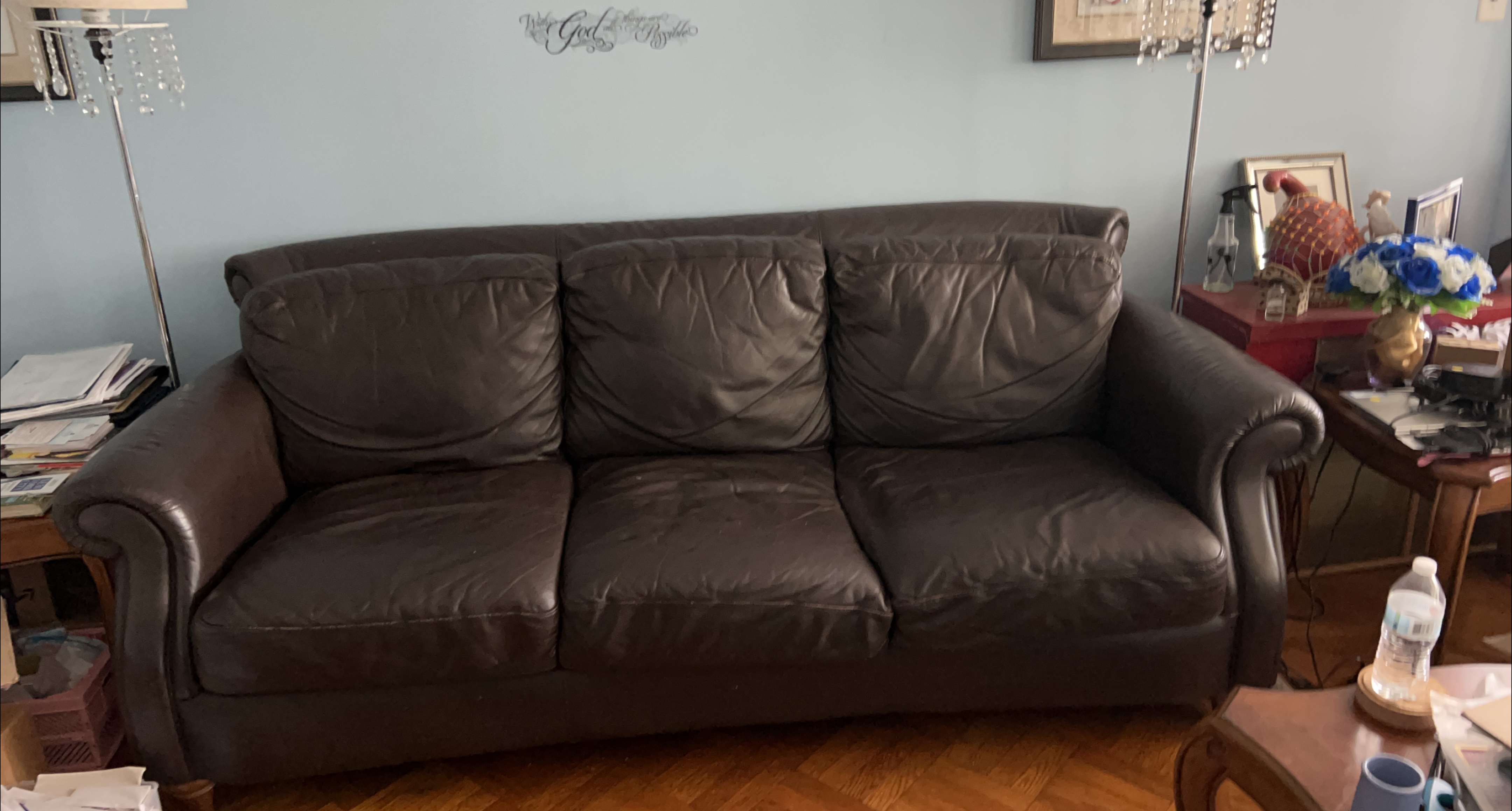 Dark Brown Leather Sofa thumbnail
