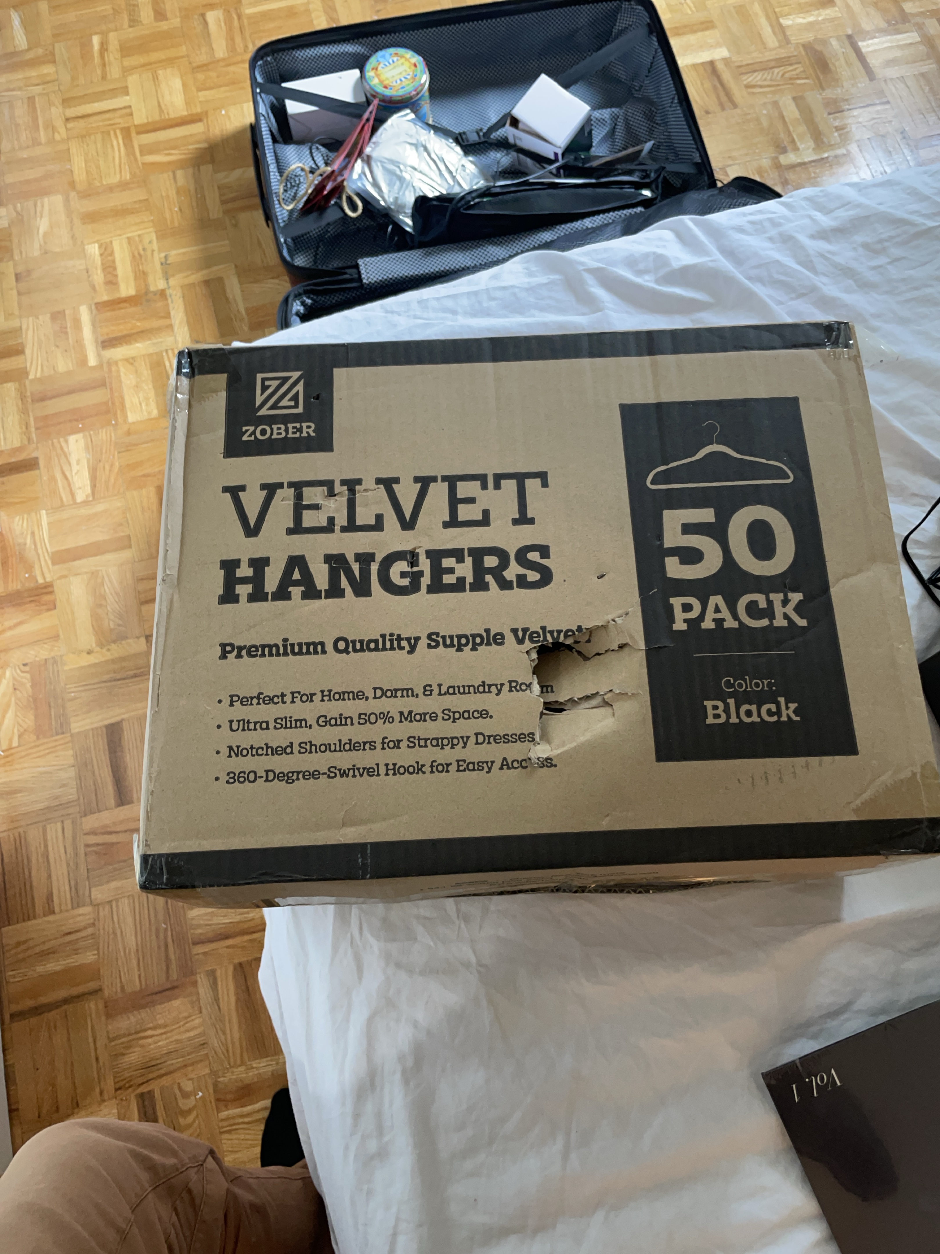 Zober Black Velvet Hangers - 50 Pack