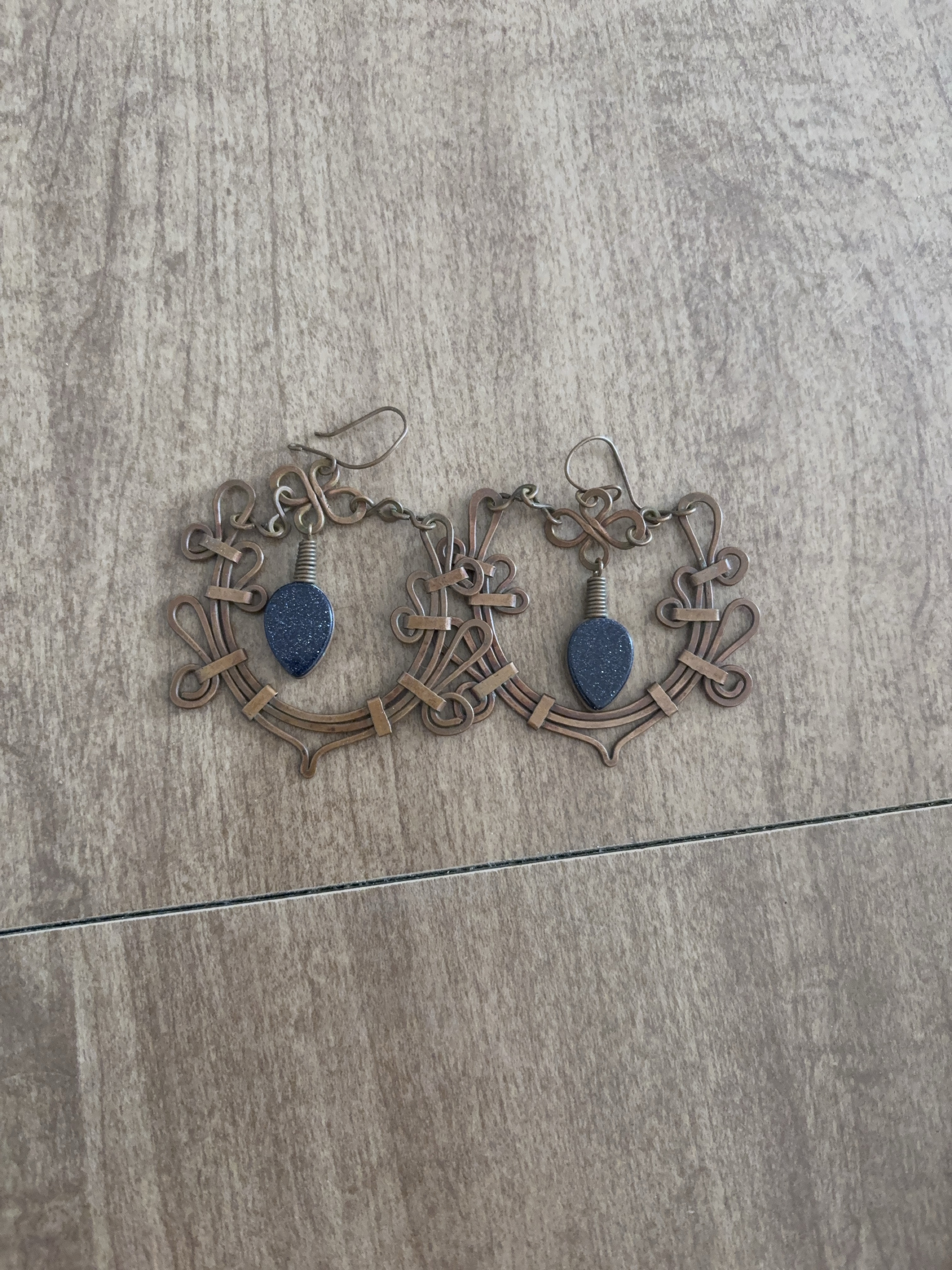 Handmade Copper Earrings - by Brazilian Artist thumbnail