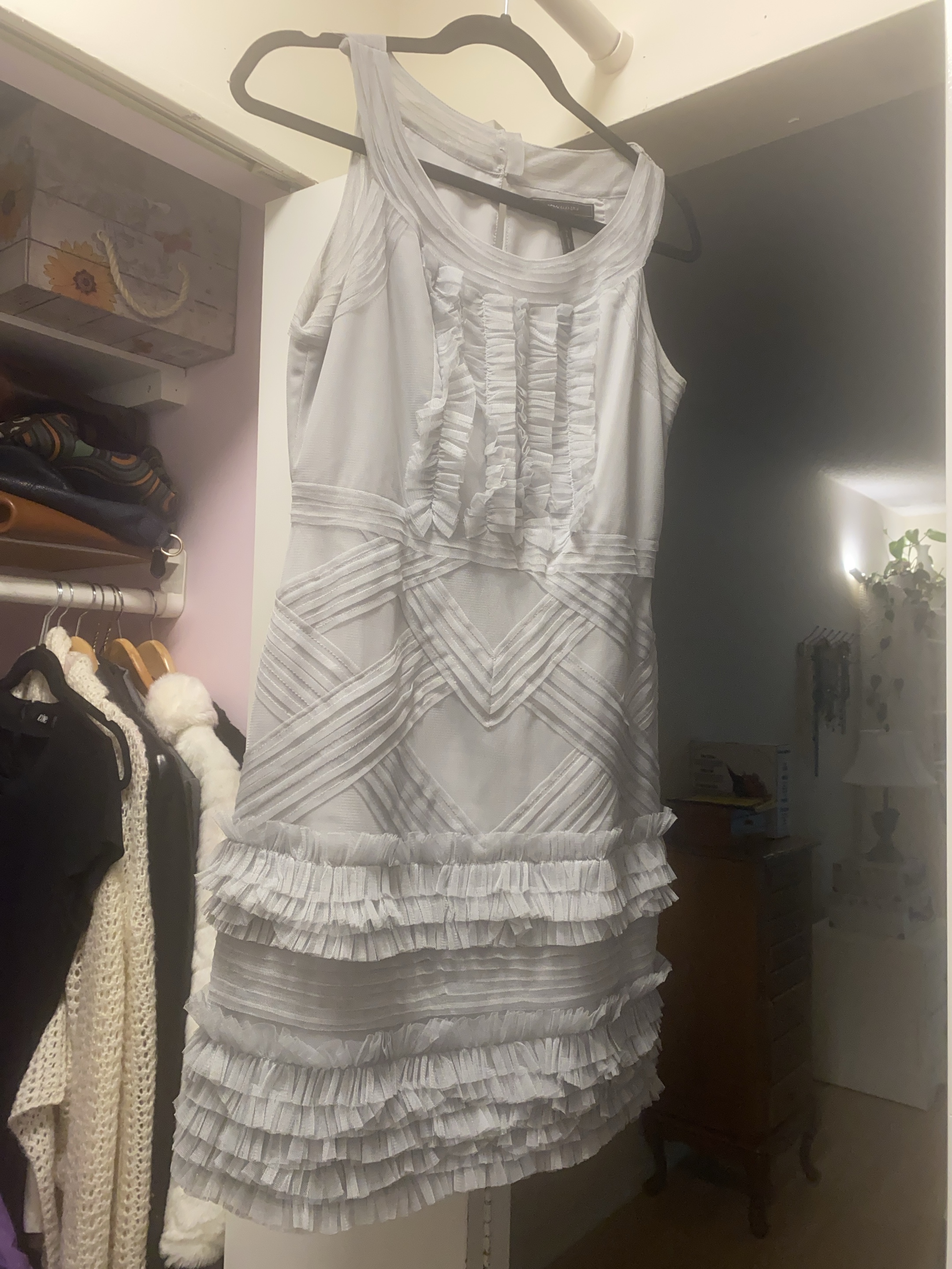 BCGB Maxamaria grey dress with Ruffle Detailing thumbnail