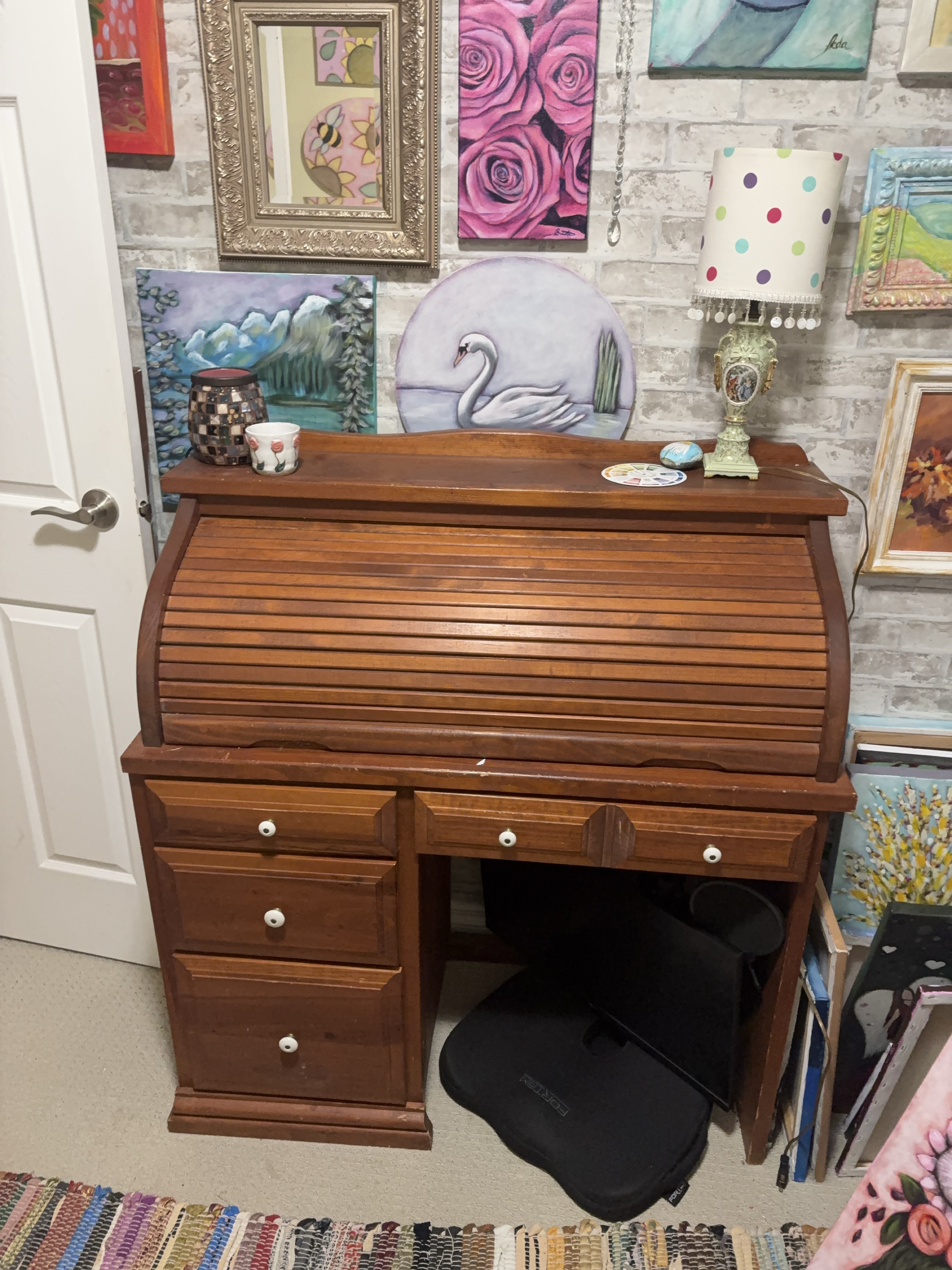 Wooden Roll Top Desk thumbnail