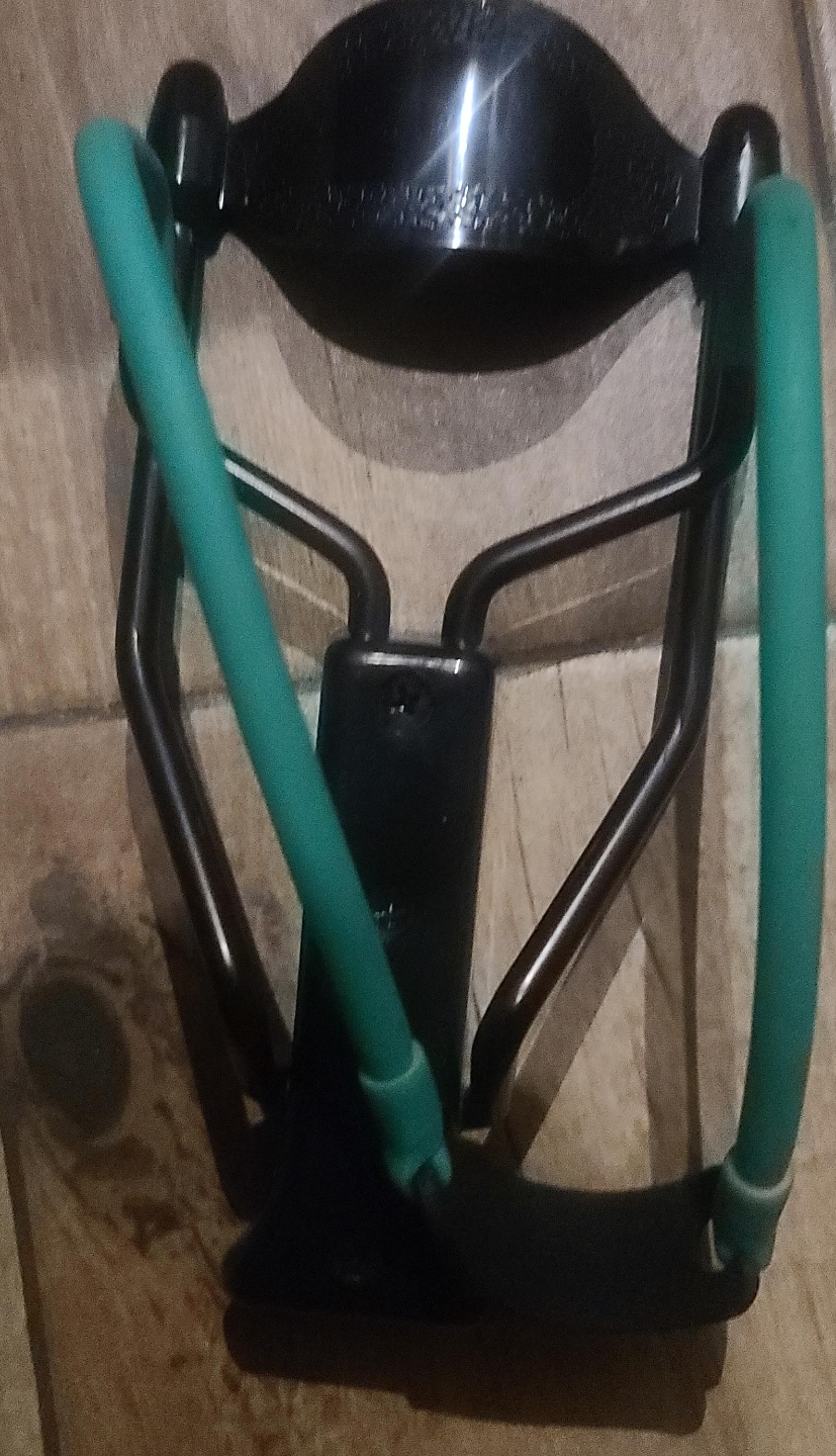 Metal Frame Slingshot with Teal Bands thumbnail